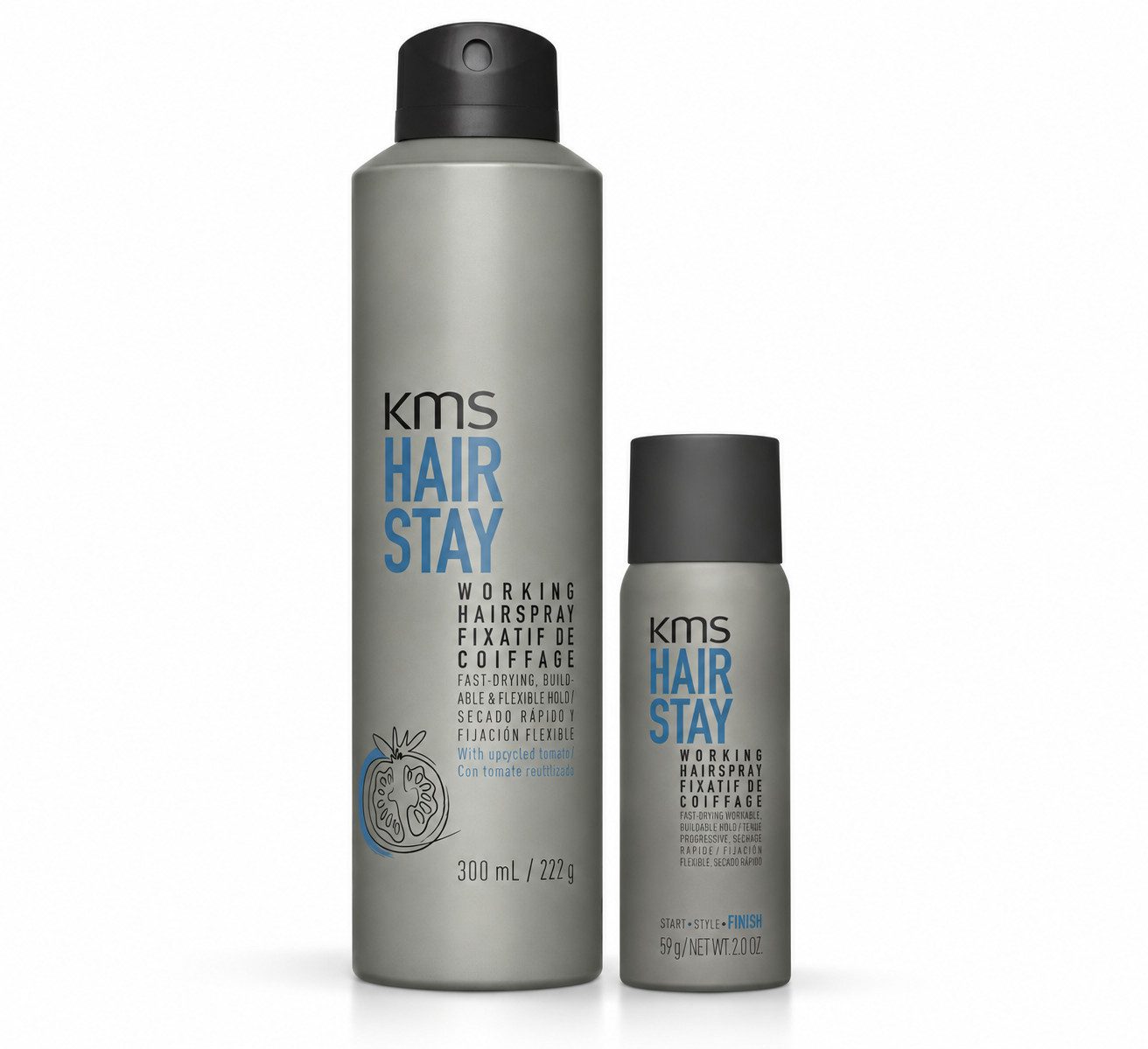 KMS Haarspray HAIRSTAY Working Hairspray Duo – 300 ml + 75 ml Reisegröße, 2-tlg., praktisches Duo aus Originalgröße und kompakte Reisegröße