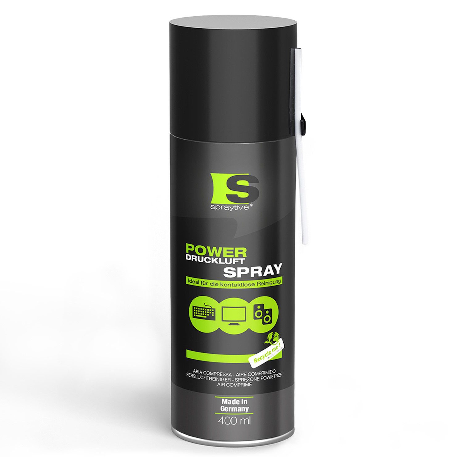 Spraytive 1x 400ml Druckluftspray - Druckluftreiniger Air Duster Luftdruckspray Druckluftreiniger (Made in Germany)