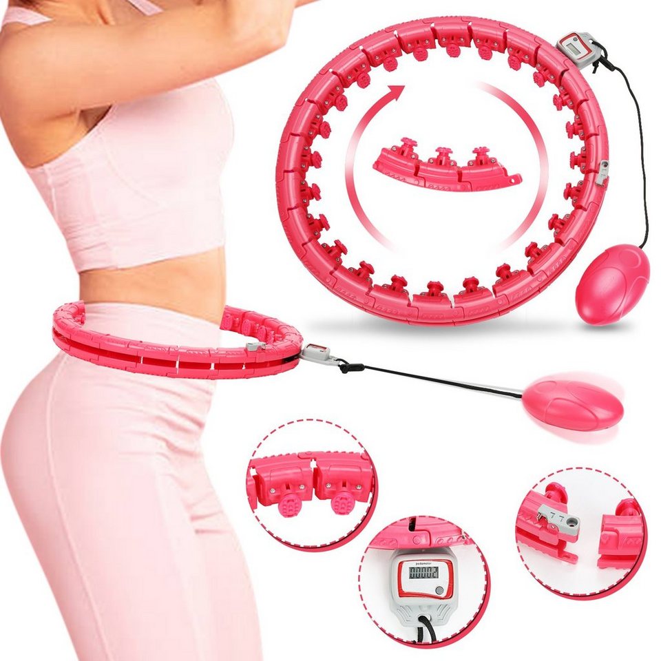 Randaco Hula-Hoop-Reifen 24tlg Smart Hula Hoop Einstellbar mit Zähler Reifen  Fitness Innen