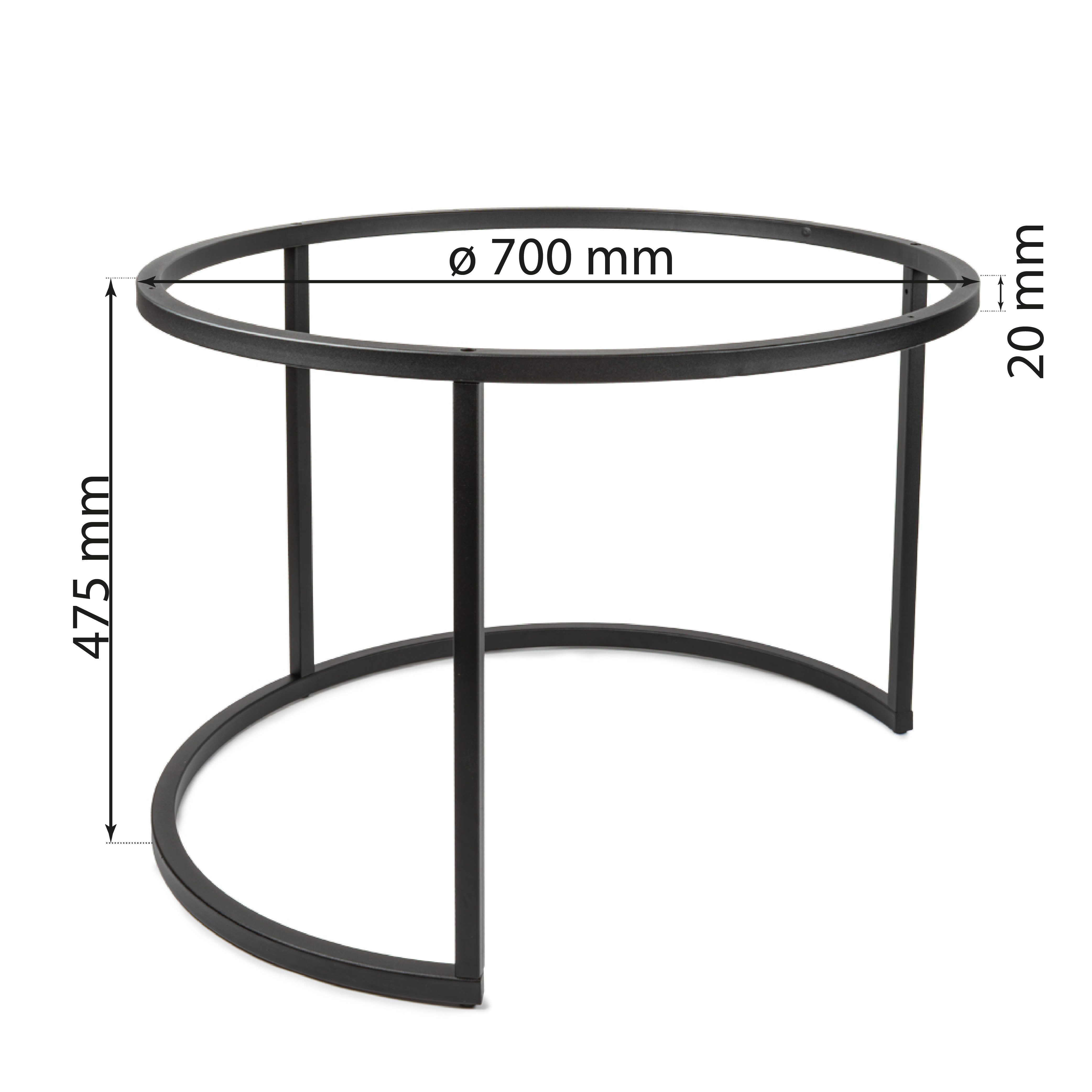 Prima-Online Tischgestell Rund Tischgestell Metallgestell Ø70 + Ø50cm Schwarz ohne Tischplatte