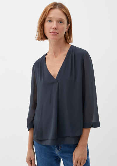 s.Oliver BLACK LABEL Langarmbluse Bluse im Double-Layer-Look Layering