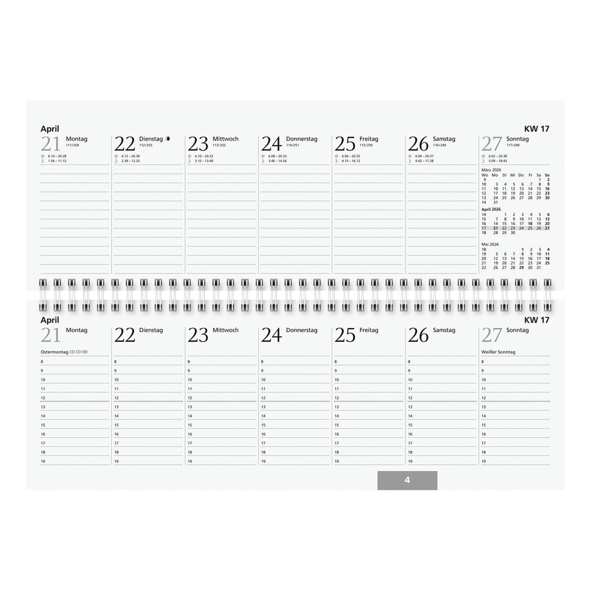 GLOCKEN Настольный календарь, für 2026, 2 Seiten = 1 Woche