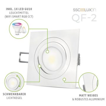 SSC-LUXon LED Einbaustrahler QF-2 Einbaustrahler schwenkbar mit LED RGB GU10 Wifi Lampe dimmbar, RGB