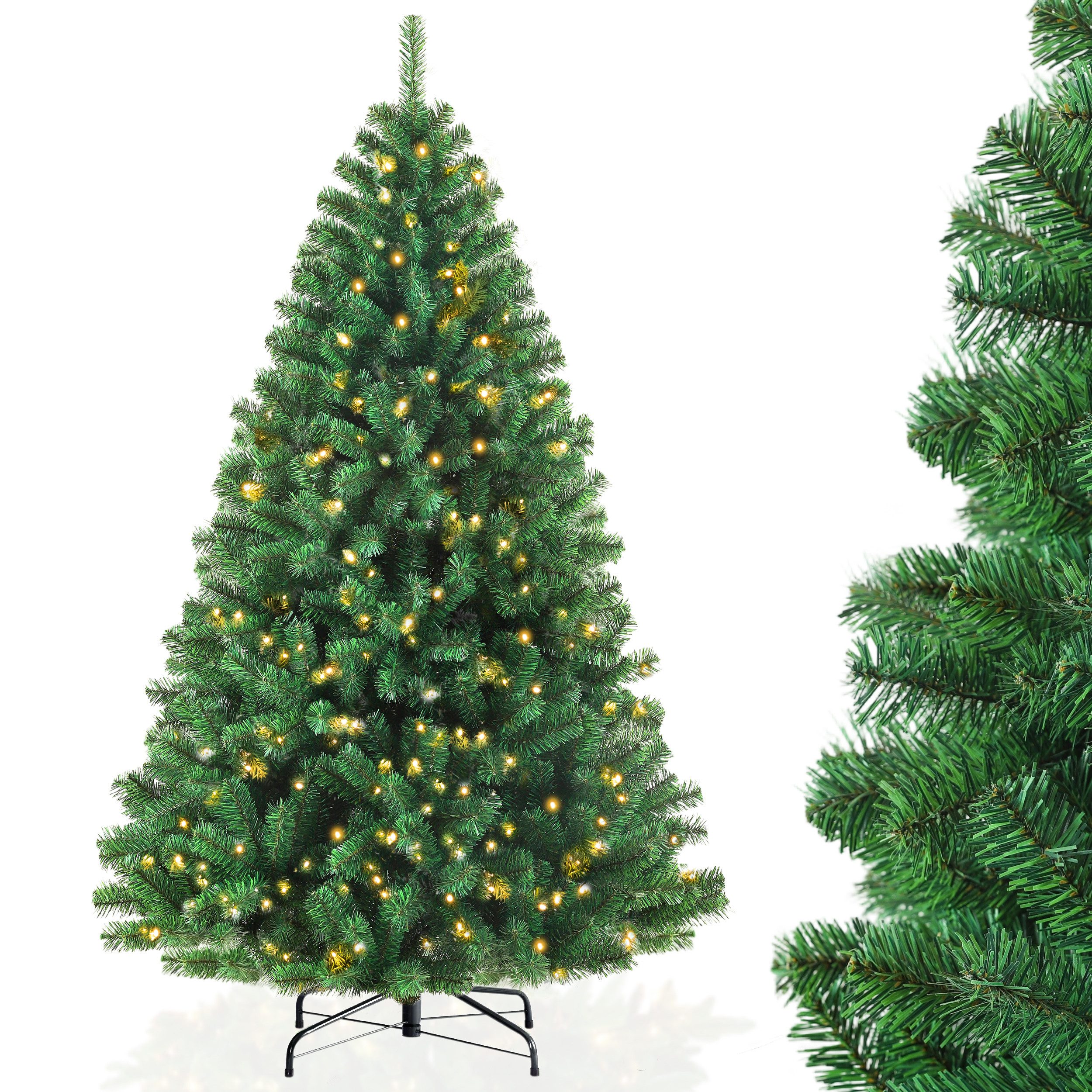 Künstlicher Weihnachtsbaum PVC Weihnachtsbaum mit beleuchtung, 900–1050 Spitzen, einfacher Aufbau
