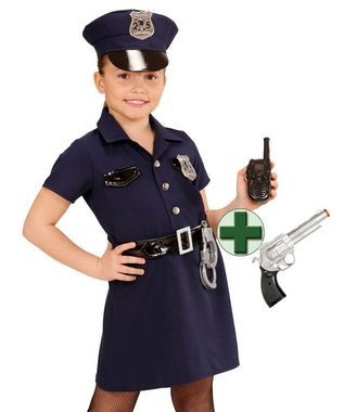 Karneval-Klamotten Polizei-Kostüm Polizistin Cop Kostüm Mädchen blau mit Pistole, Kinderkostüm Komplett Polizei mit Mütze und Pistole Faschingskostüm