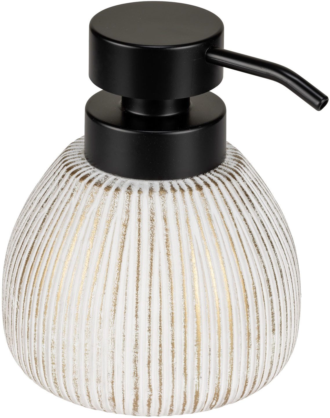 WENKO Seifenspender Pascoli, strukturierte Oberfläche mit Goldakzenten, Keramik, 500 ml