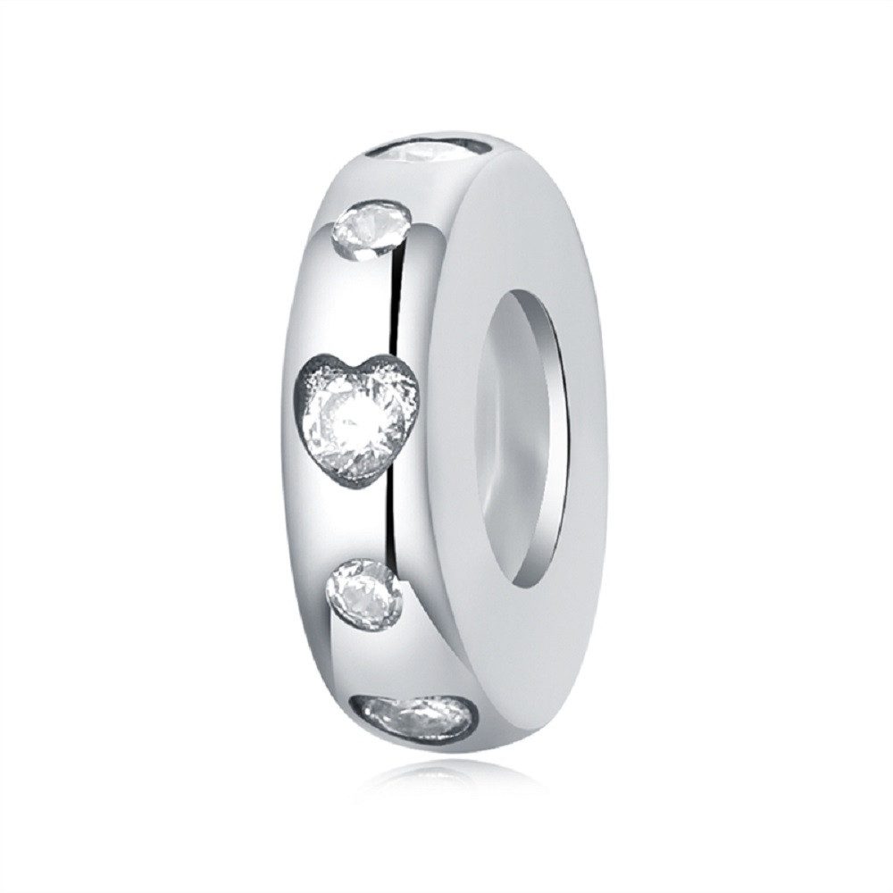 PANDACHARMS Bead Herzen und Steine Stopper Zwischenelement, 925er Sterling Silber