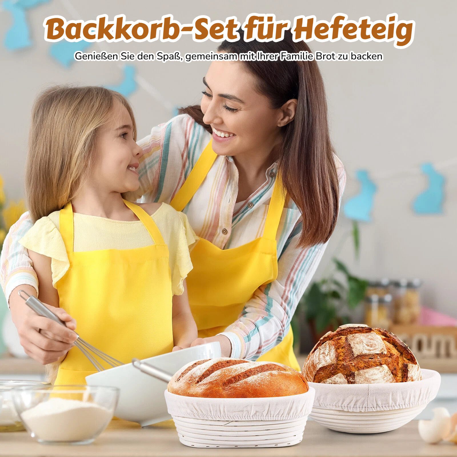 BlingBin Gärkorb 10-teiliges Gärkörbchen für Brotteig, Sauerteig-Starter-Set mit Liner, (10er Set 10-tlg), Brot Backen Werkzeuge, Sauerteig Brot Backen Zubehör  – Bild 4 von 5