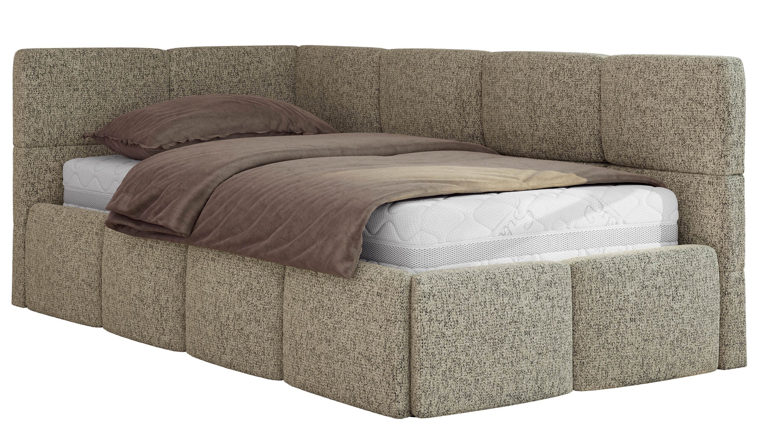 MKS MÖBEL Jugendbett ARVO 90x200 (Set, inkl. Lattenrost, Bettkasten und gepolstertem Kopfteil), Eckbett mit Stauraum, Polsterbett mit Gasdruckfedern