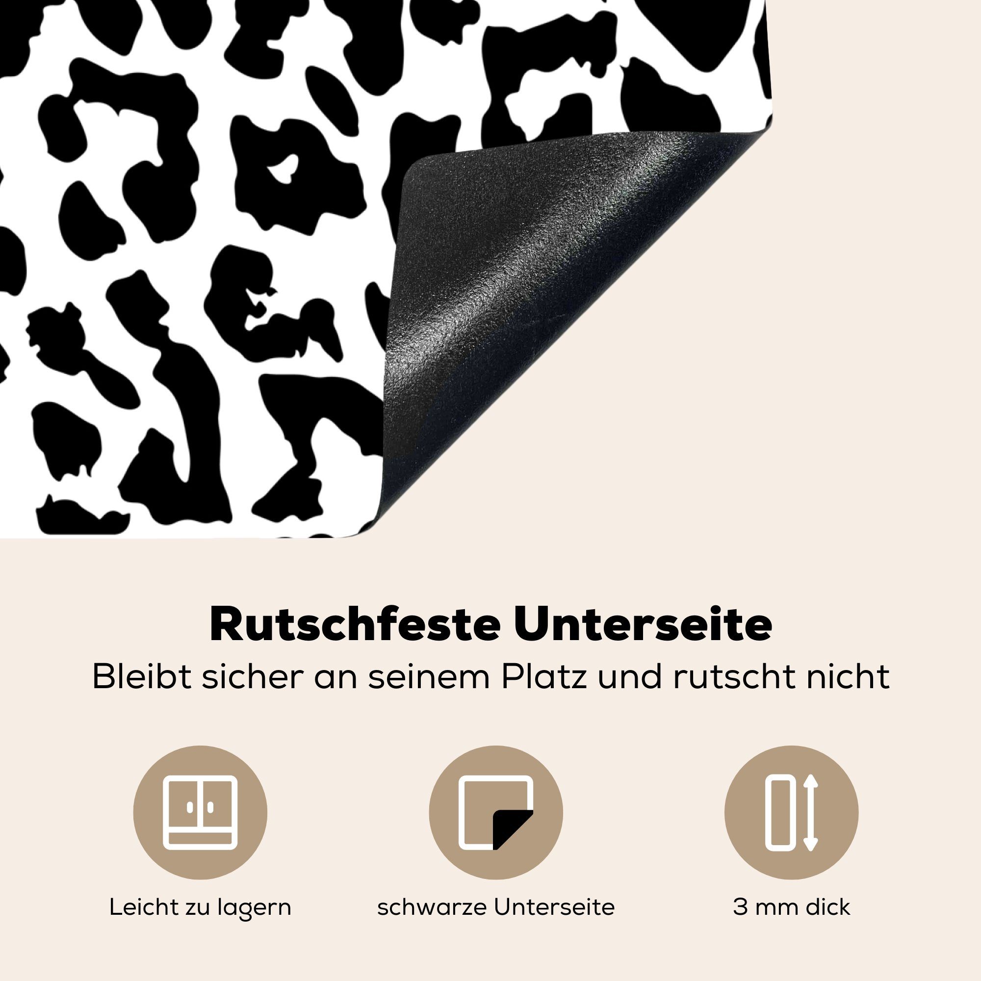 Induktionsherd, Küchen Tiermuster Dekoration MuchoWow Design Induktionskochfeld tlg), - - (1 Vinyl, Weiß, 58x51 cm, Herdblende-/Abdeckplatte Schwarz für -