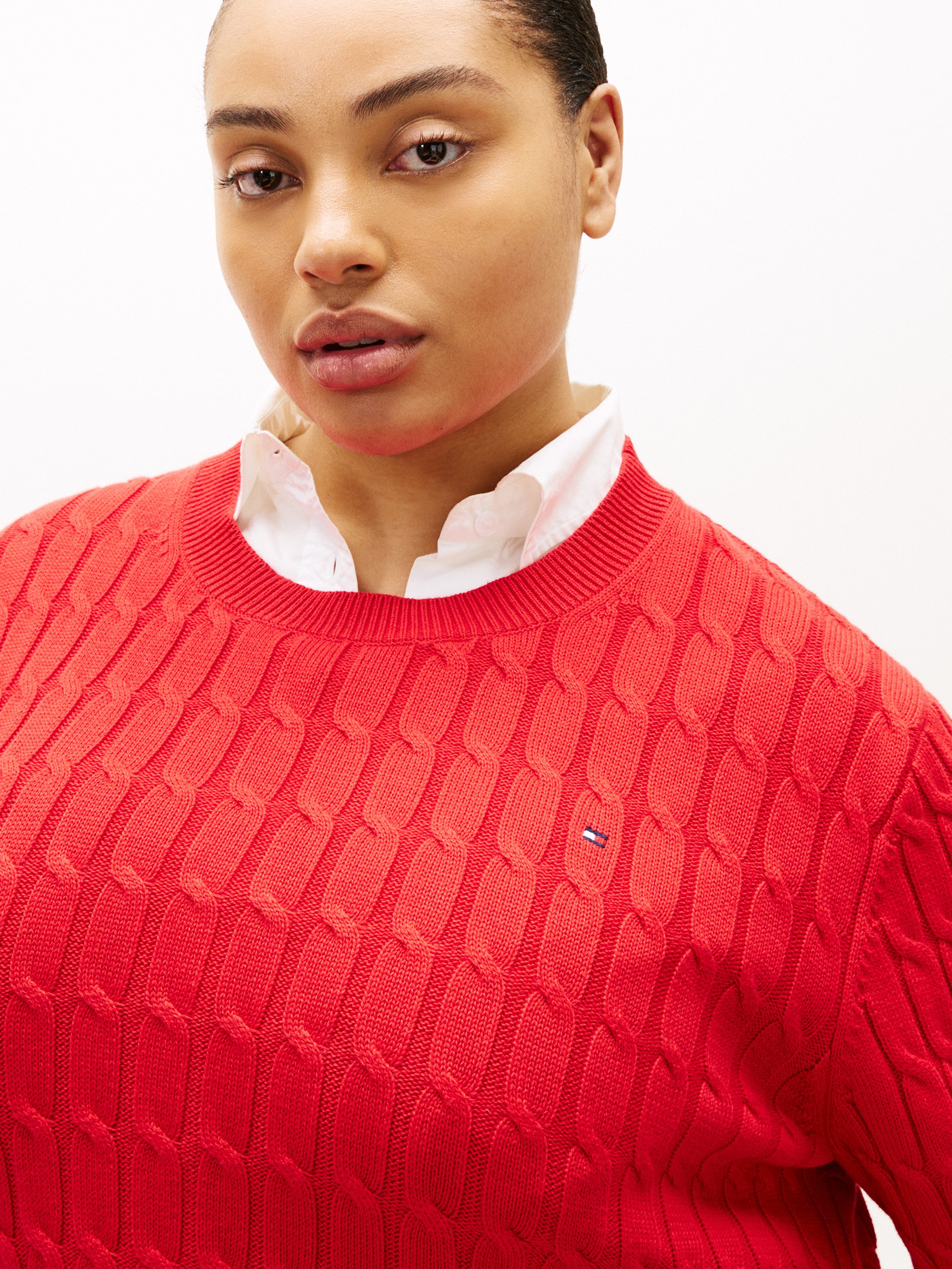 Tommy Hilfiger Curve Rundhalspullover CRV CO CABLE MID GG C-NK LS SWT in gr günstig online kaufen