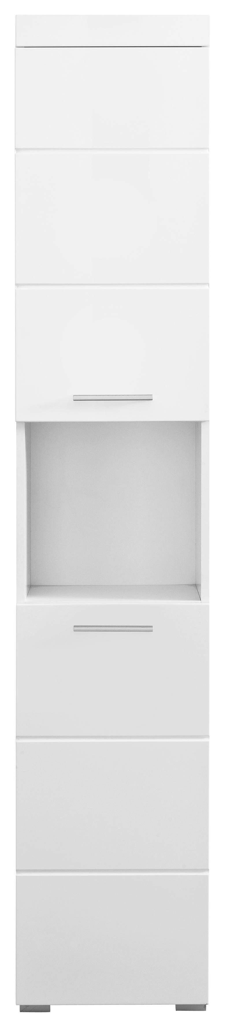 | Türen Badezimmerschrank und 190 INOSIGN Hochglanz mit offenen matt Hochschrank Fach 2 weiß cm, Höhe weiß/weiß 1 Avena