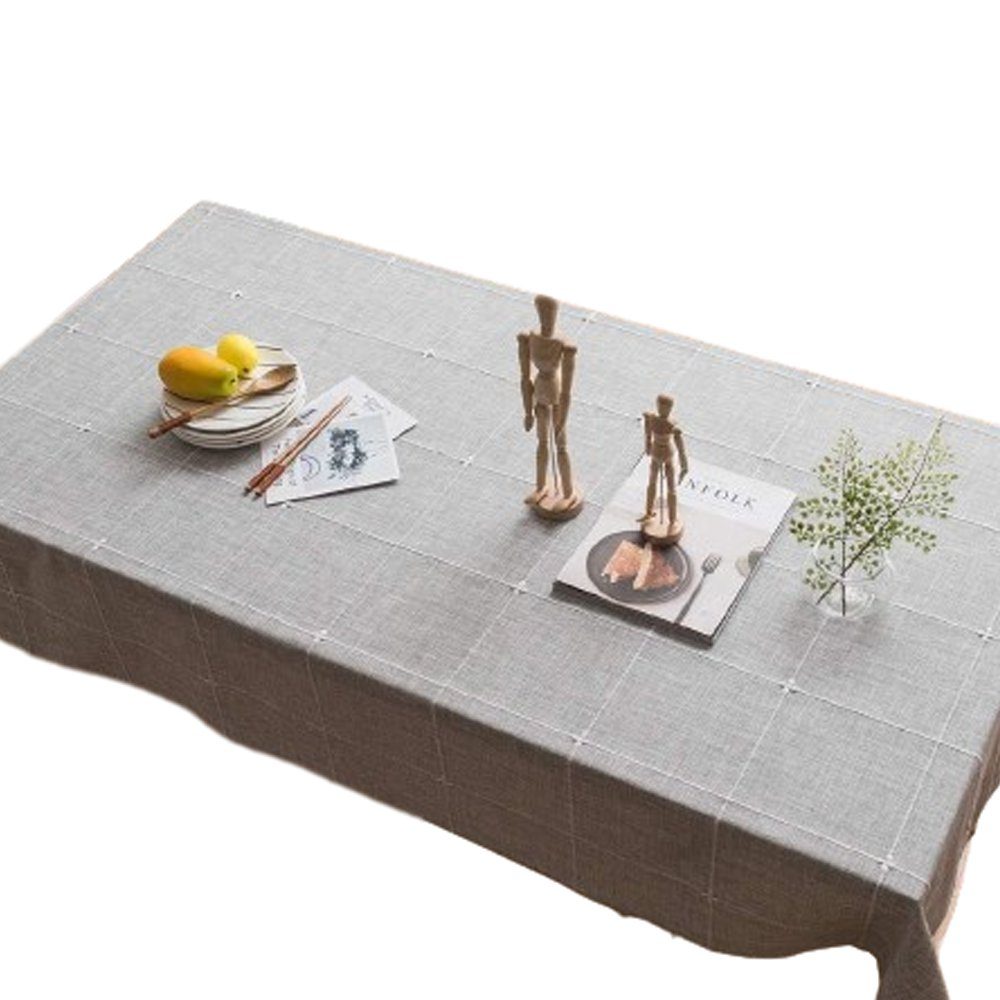 FELIXLEO Tischdecke Tischdecke Baumwoll-Leinen solide Tischbedeckung (135x180 cm Grau)