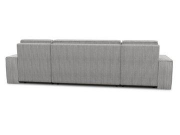 Sofnet Wohnlandschaft Totti U, mit Schlaffunktion und Bettkasten, U-Form Couch, Cord Stoff, Schlafsofa mit Wellenfeder