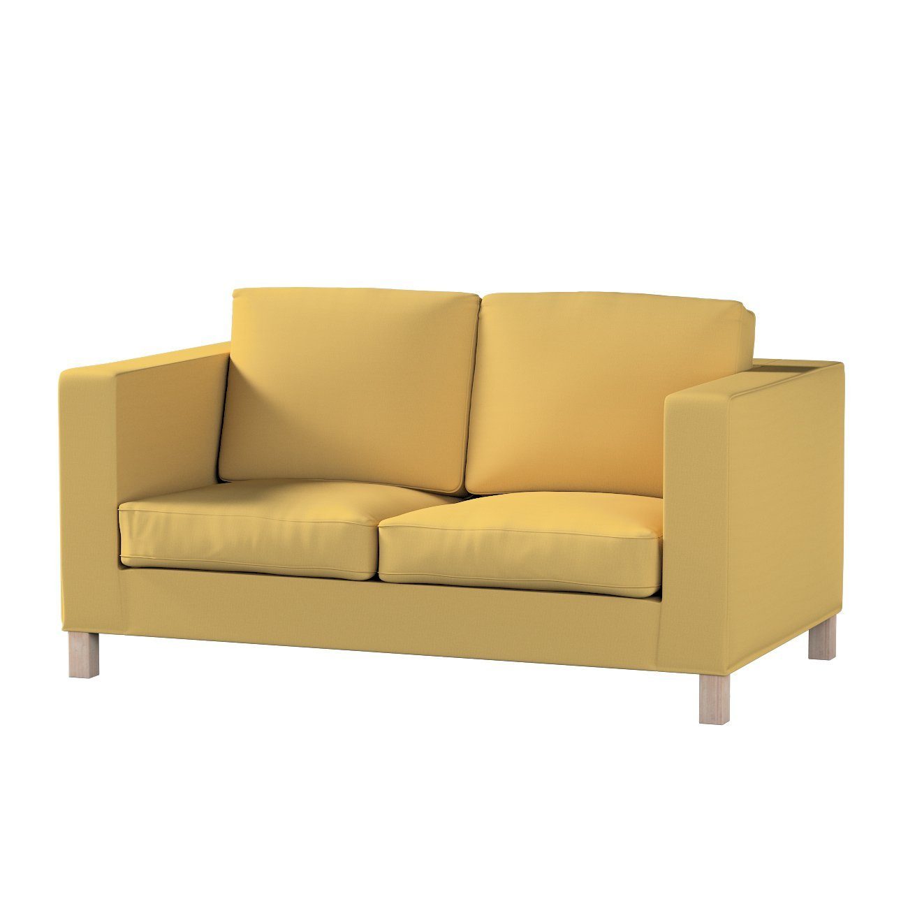 Sofahusse Karlanda 2-Sitzer Sofa nicht ausklappbar kurz, Cotton Panama, Dekoria chiffongelb