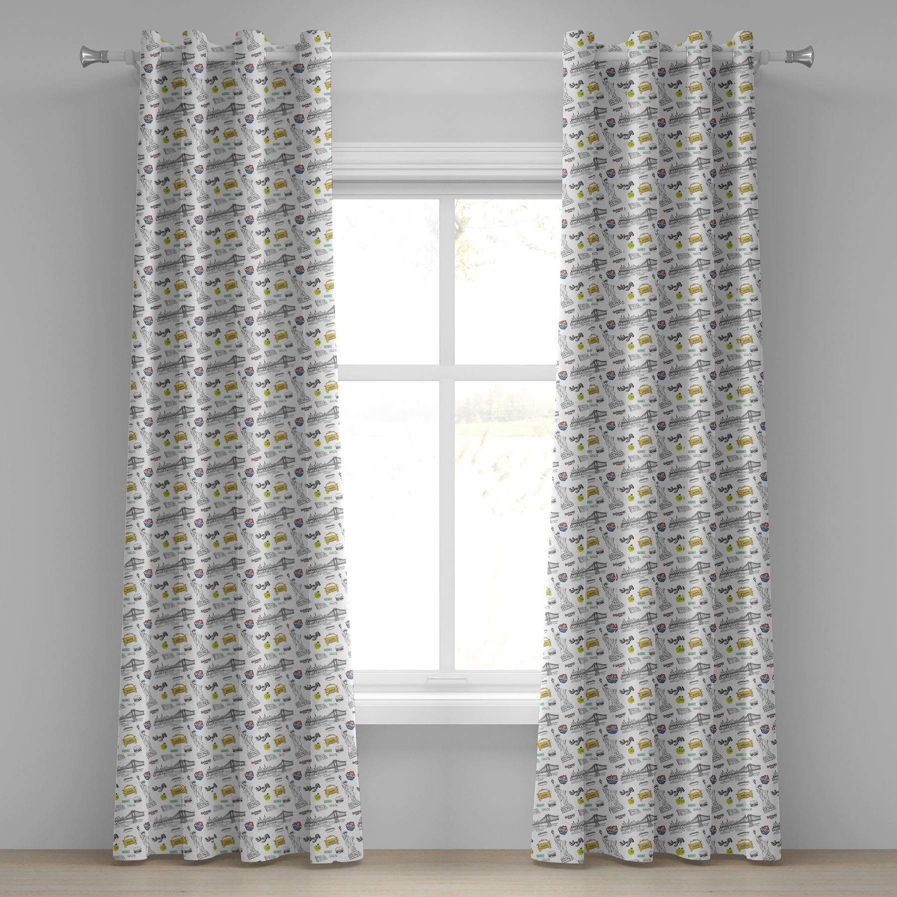 Gardine Dekorative 2-Panel-Fenstervorhänge für Schlafzimmer Wohnzimmer, Abakuhaus, Vereinigte Staaten von Amerika Freiheit Manhattan