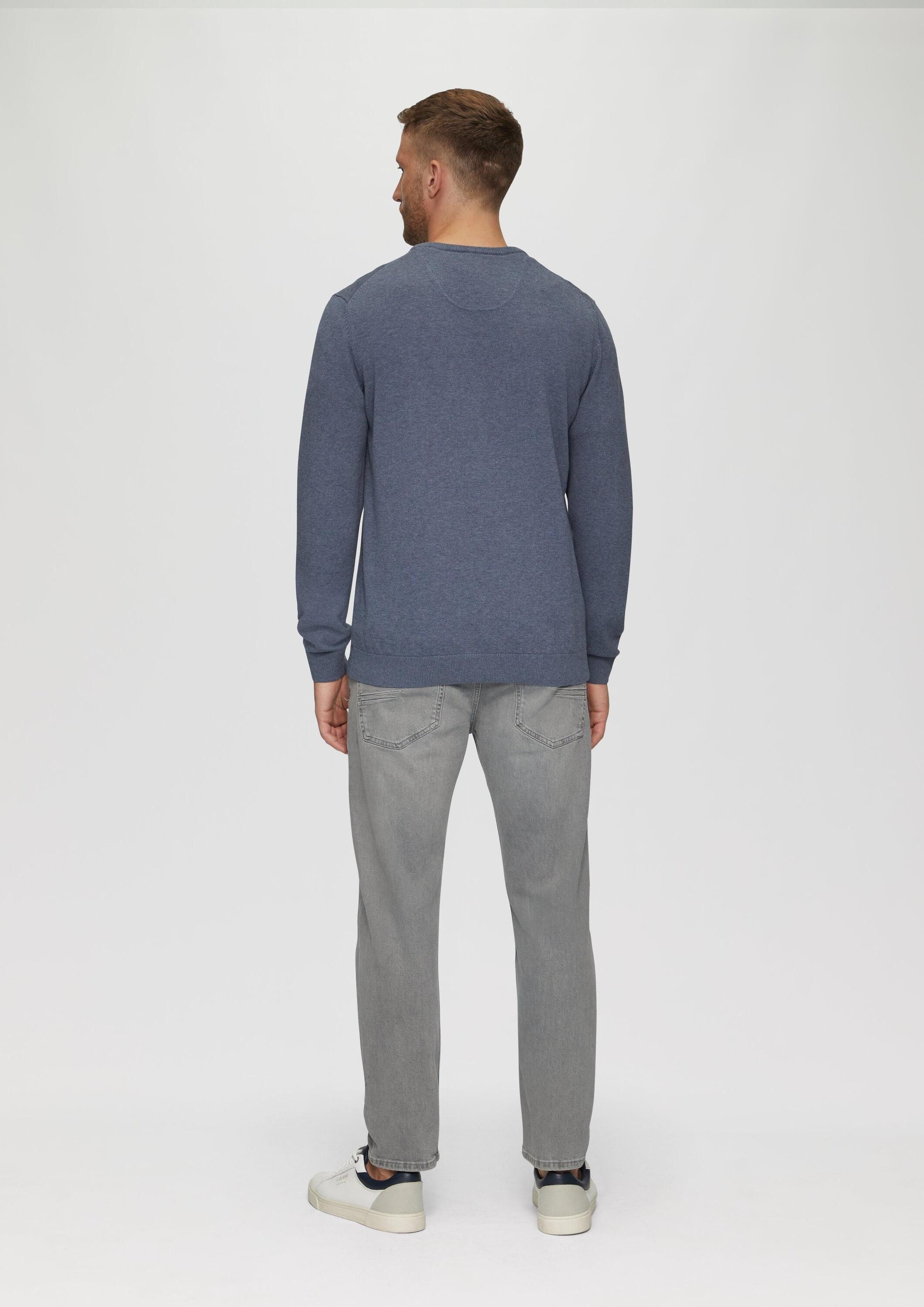 s.Oliver Longpullover Strickpullover Baumwollpullover mit Logo-Stickerei
