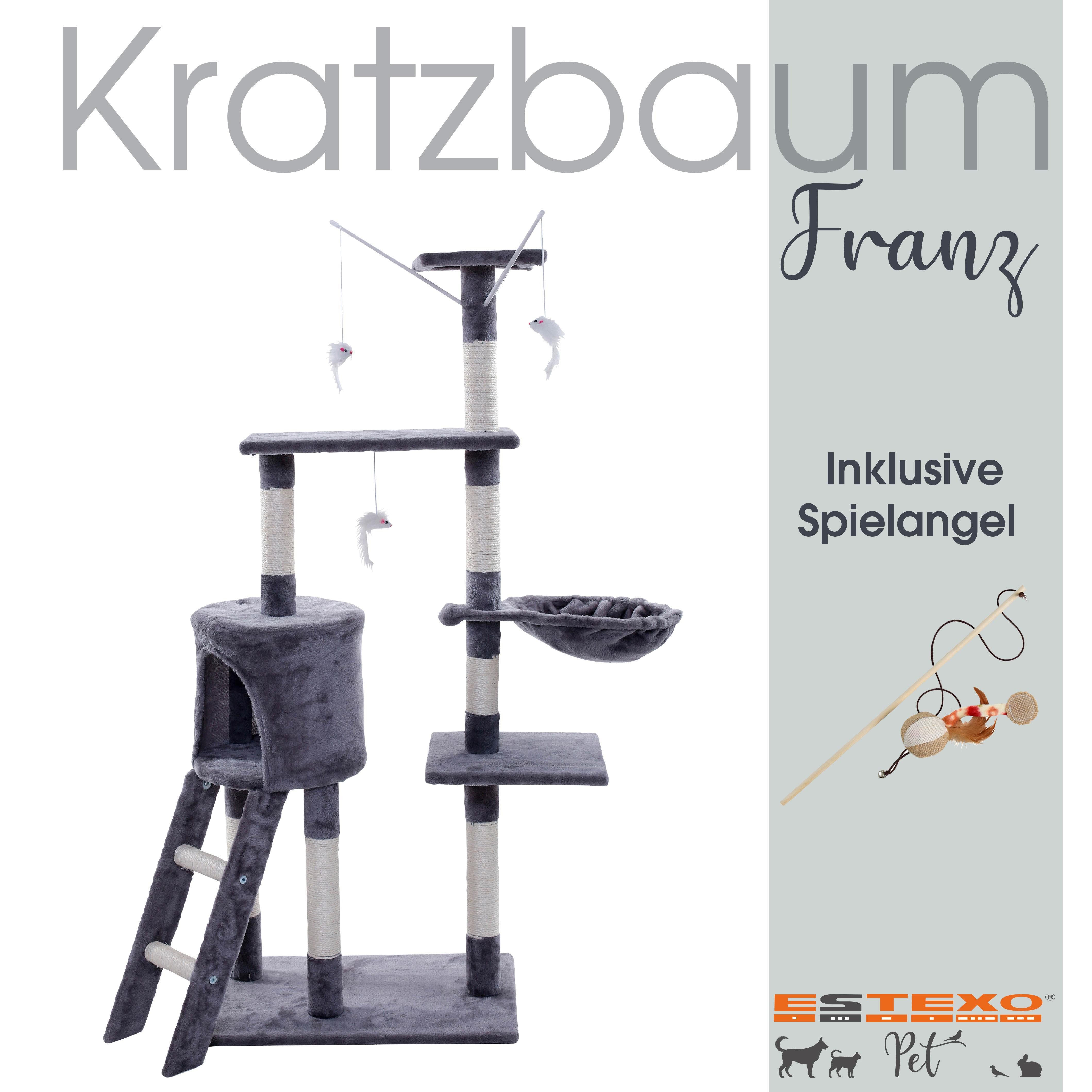 ESTEXO Kratzbaum Katzenbaum Katzenkratzbaum 138 cm XXL Kletterbaum Spielbaum Hellgra