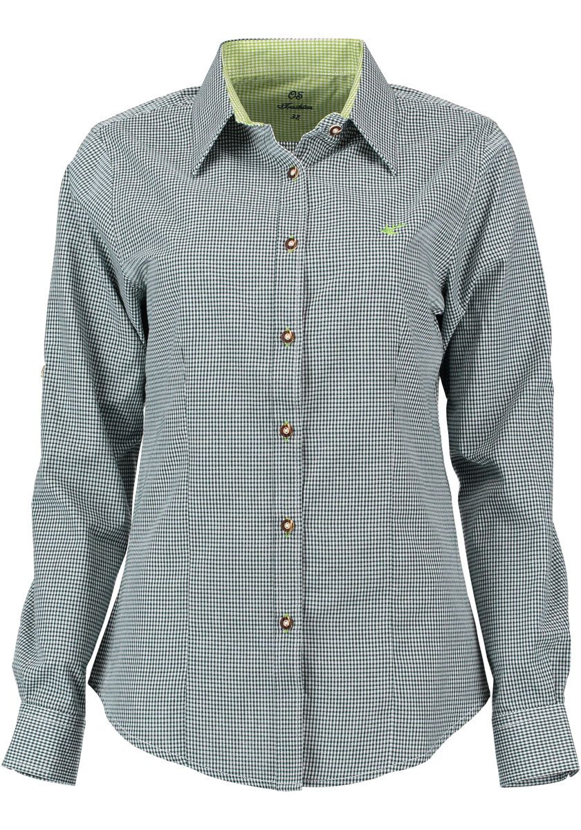 OS Trachten Trachtenbluse Ututu Langarmbluse mit Hirsch-Stickerei auf der B günstig online kaufen