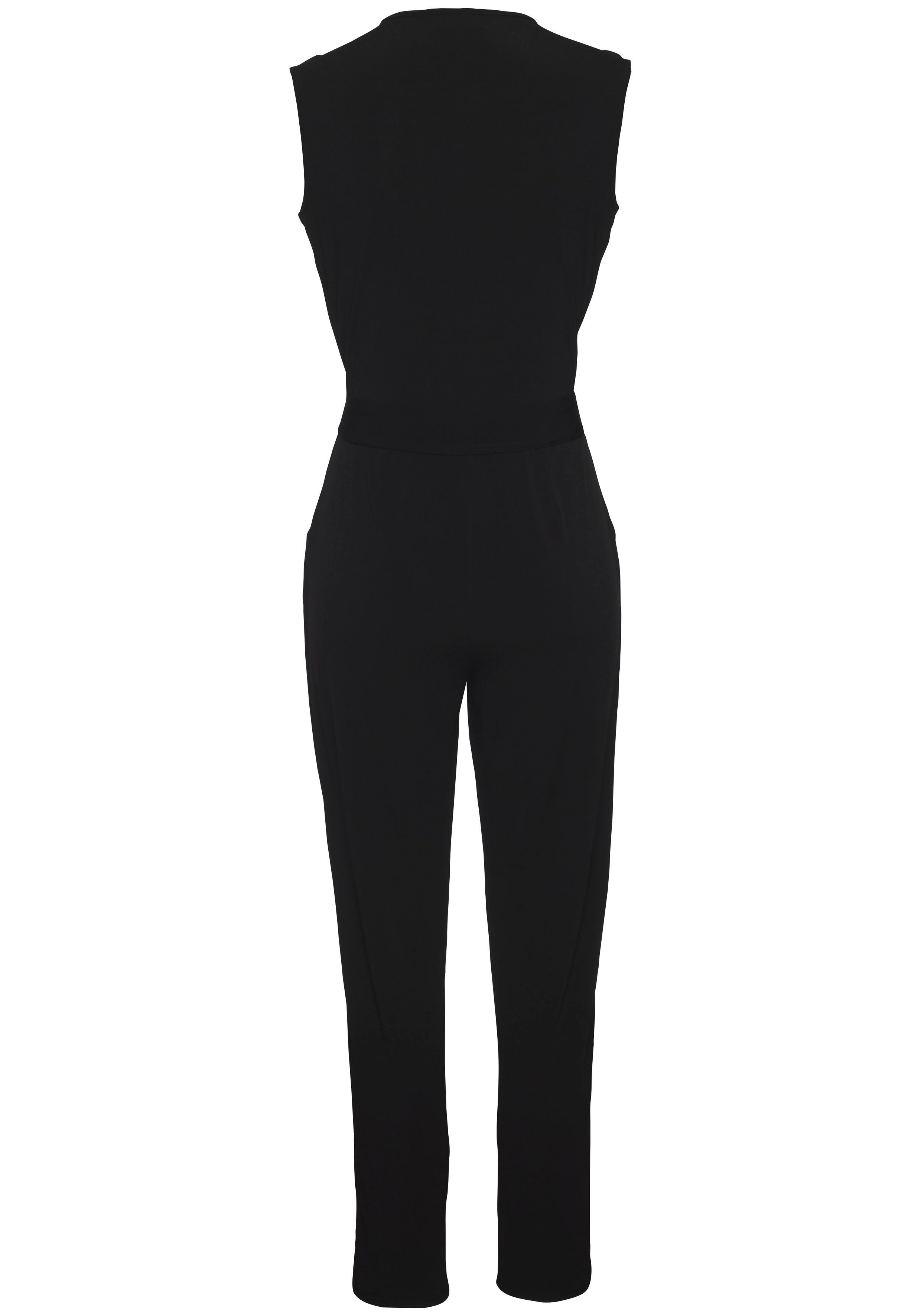 LASCANA Overall (mit Bindegürtel) aus knitterfreier Ware, eleganter Jumpsuit in Wickeloptik, bügelfrei