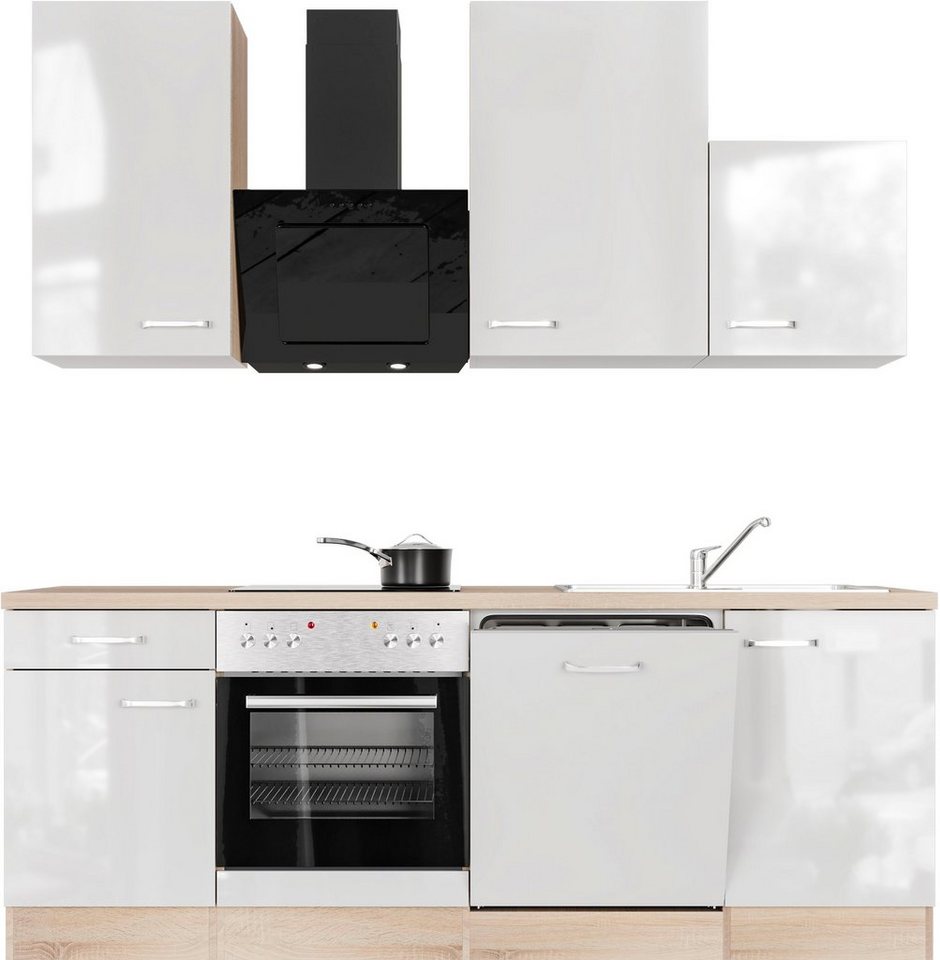 Flex-Well Küchenzeile Florenz, mit E-Geräten, Breite 220 cm, in vielen Farbvarianten erhältlich