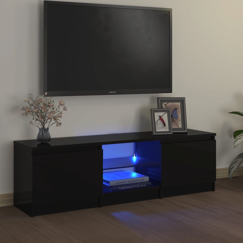 vidaXL TV-Schrank TV-Board mit LED-Leuchten Schwarz günstig online kaufen