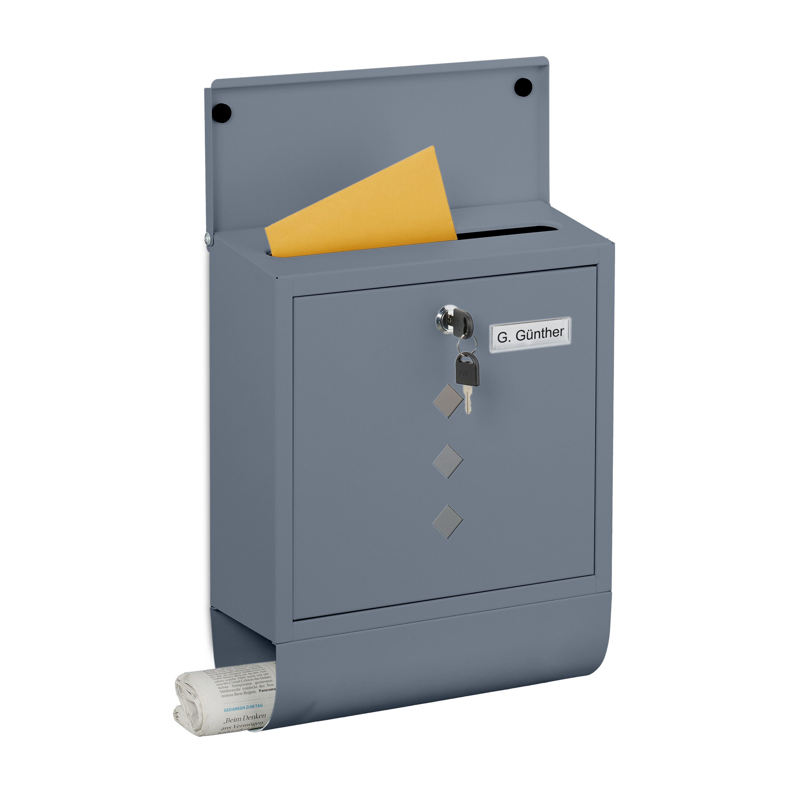 relaxdays Briefkasten mit Zeitungsfach (1-St), Anthrazit