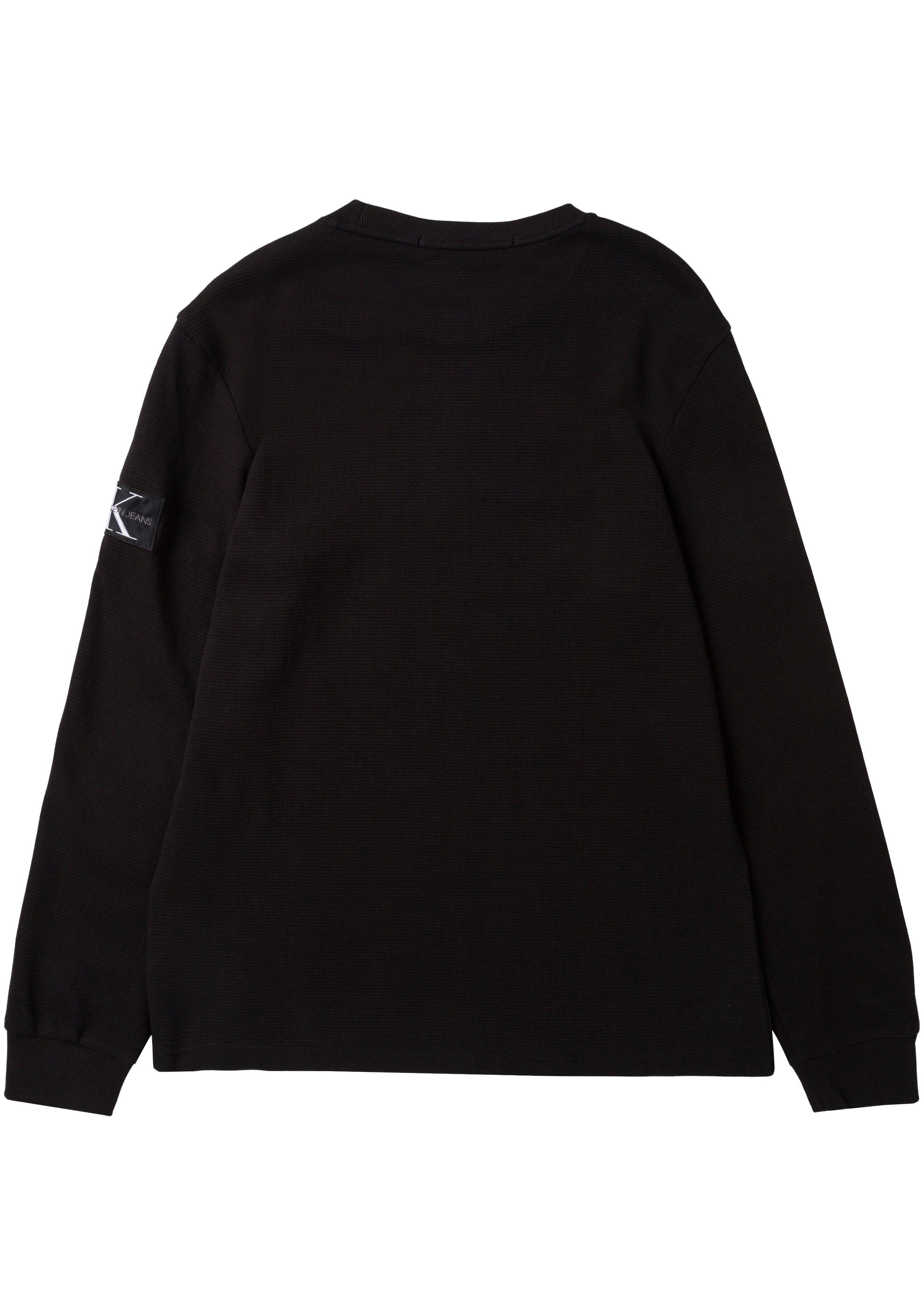 Calvin Klein Langarmshirt PLUS strukturiertem Jersey LS WAFFLE aus Jeans Plus BADGE (1-tlg) schwarz TEE fein