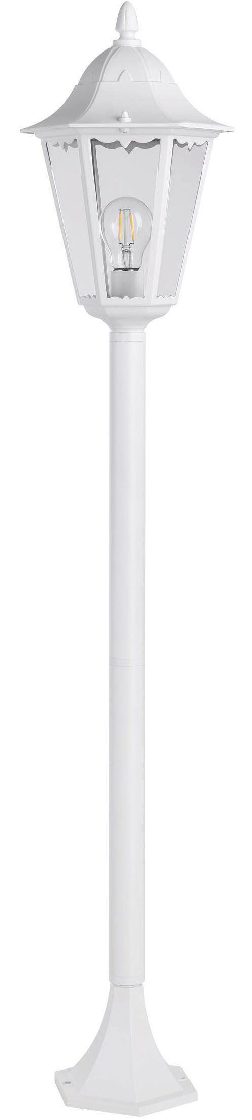 EGLO Stehlampe Navedo Außen-Stehlmape, Außenlampe, Aluguss und Glas, E27, IP44, Lampe, ohne Leuchtmittel, Stehleuchte - H120 x Ø23 cm - weiß - 1X60W exkl.