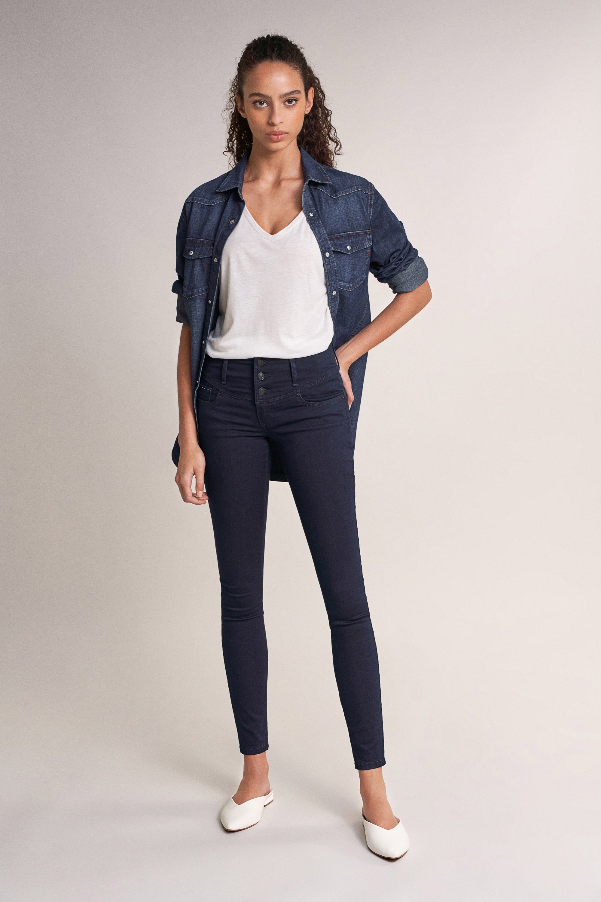 Salsa Stretch-Jeans touch SALSA 124254 MYSTERY dark blue UP coating SKINNY soft PUSH JEANS