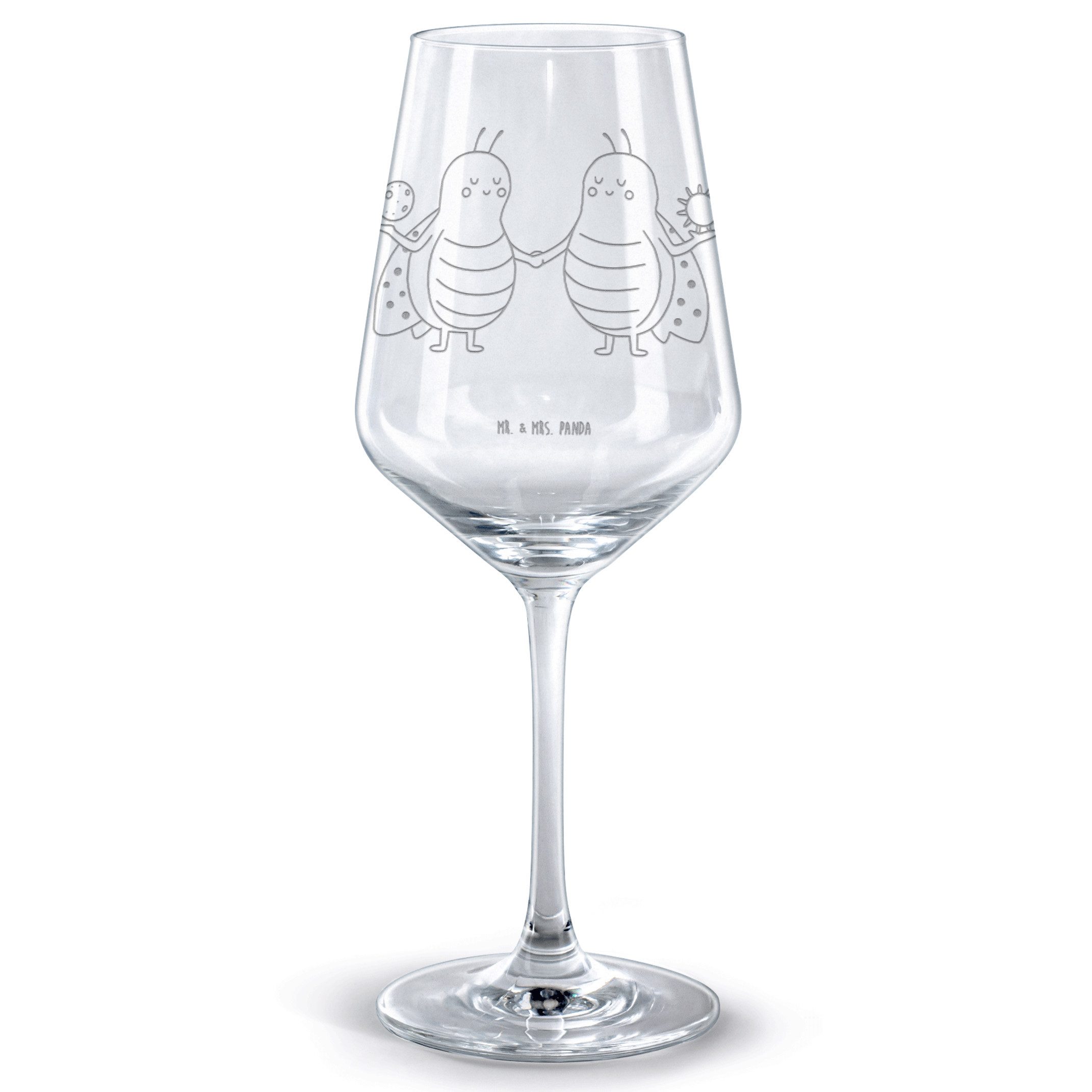 Mr. & Mrs. Panda Rotweinglas Sternzeichen Zwilling, Weinglas, Transparent, Zwillingsschwester, Bur, Premium Glas, Rotwein Glas Geburtstag Mai Zwilling Sternzeichen