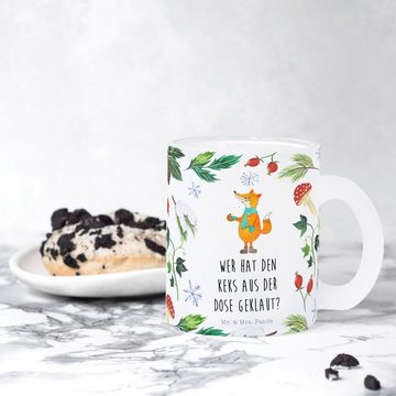 Mr. & Mrs. Panda Teeglas Fuchs Keksdose - Transparent - Geschenk, Teeglas, Advent, Teebecher, Premium Glas, Liebevolles Design