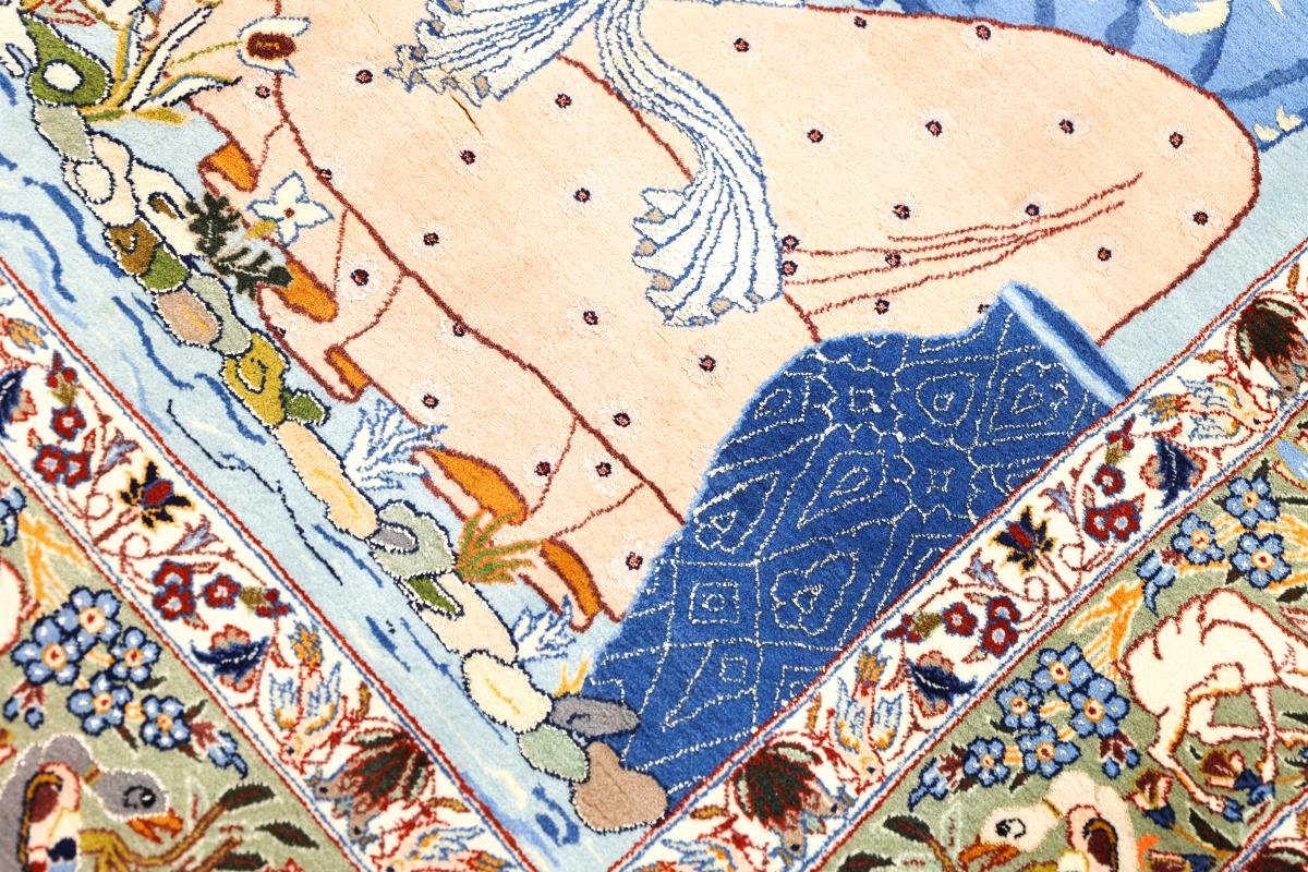 Handgeknüpfter Orientteppich, 109x165 Isfahan Trading, Orientteppich mm Höhe: Seidenkette rechteckig, 6 Nain