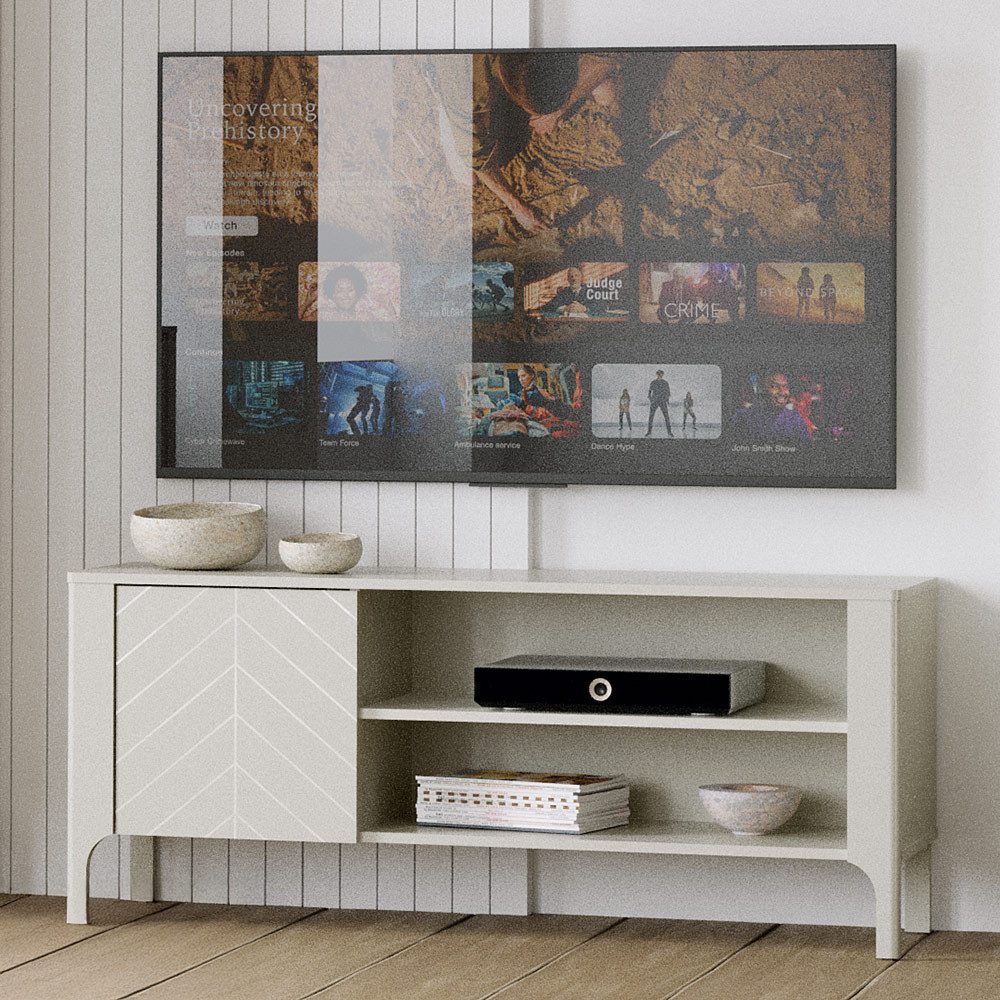 Lomadox Wohnzimmer-Set MAZARA-161, (Mega-Spar-Set, 4-St., Kommode Vitrine Lowboard Highboard), Wohnwand mit Fischgrät Dekor, Push-to-Open und Softclose-Funktion