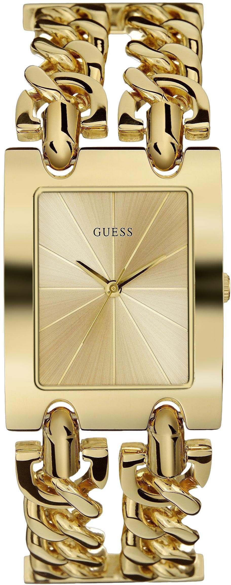 Guess Quarzuhr HEAVY METAL W1117L2, Armbanduhr, Damenuhr, Armband Kettengliederung