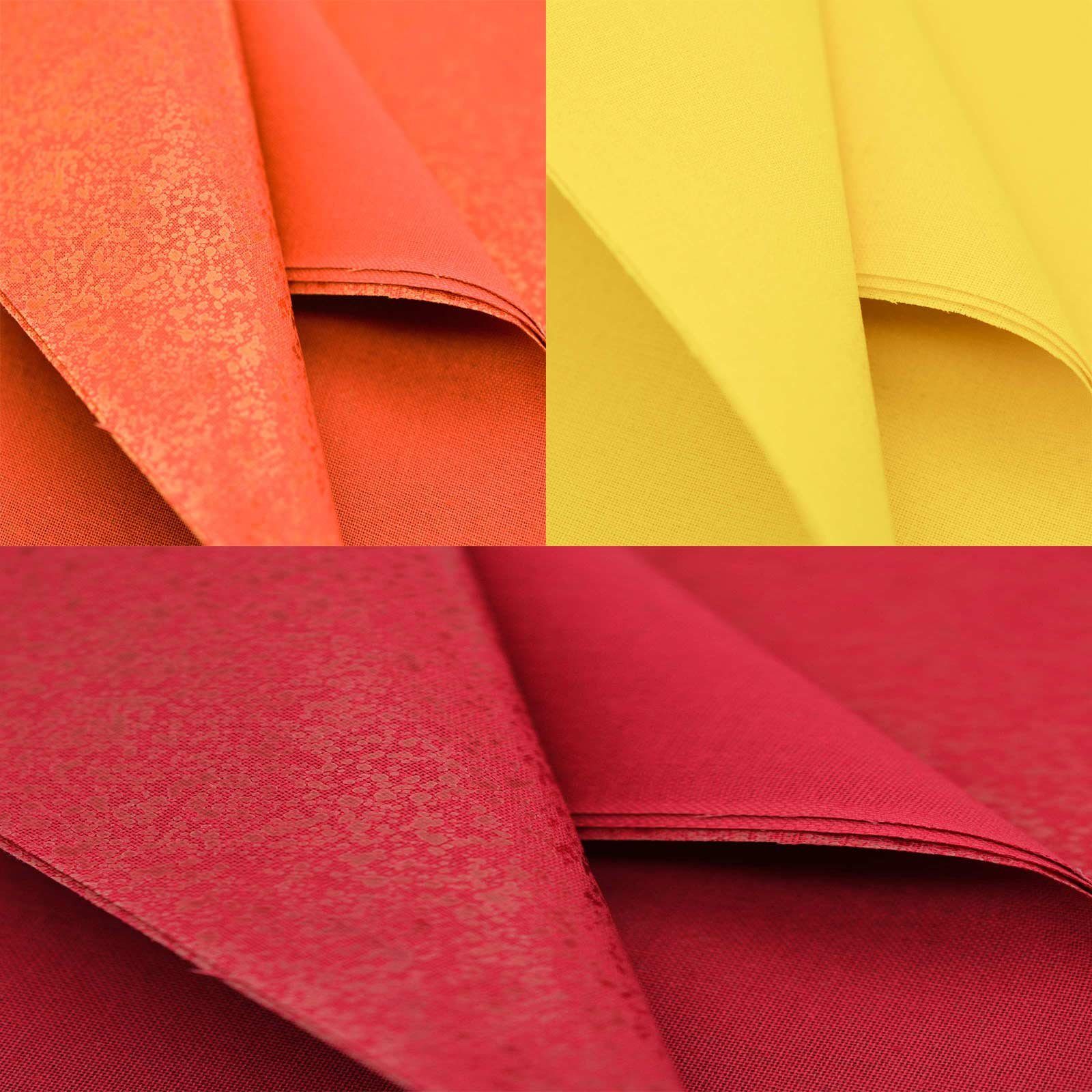 maDDma Aufnäher 3 zuschneidbare Flicken, Stoff - 100 % Baumwolle, Klebstoff - Polyethylen, rot orange gelb