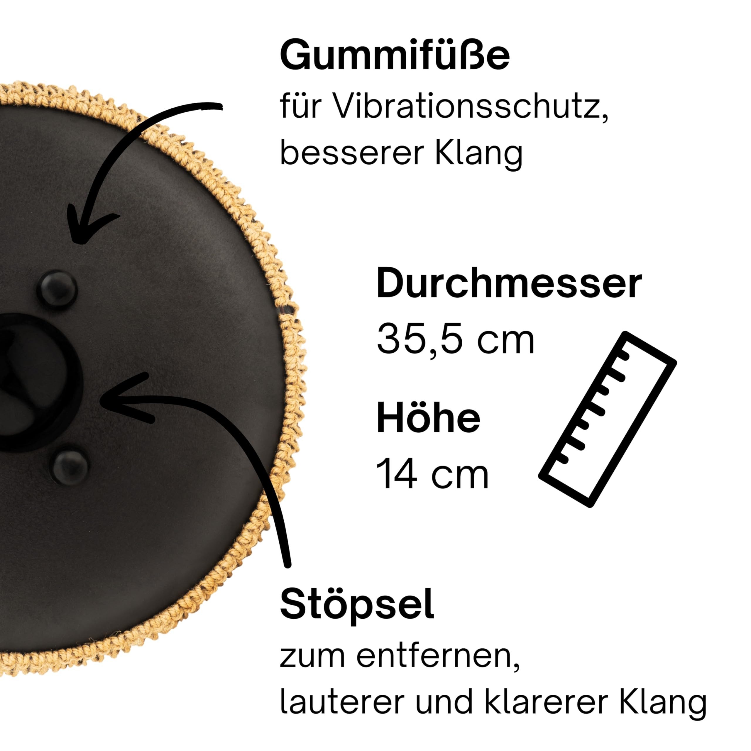 Sonodrum Steel Tongue Drum - Zungentrommel "Premium" C - Dur - 35 cm groß mit 15 Tönen,Steel Tongue Drum inkl. Liederbuch, Schlägel, Fingersticks und Tragetasche, Notenlesen nicht nötig, einfach zu spielen