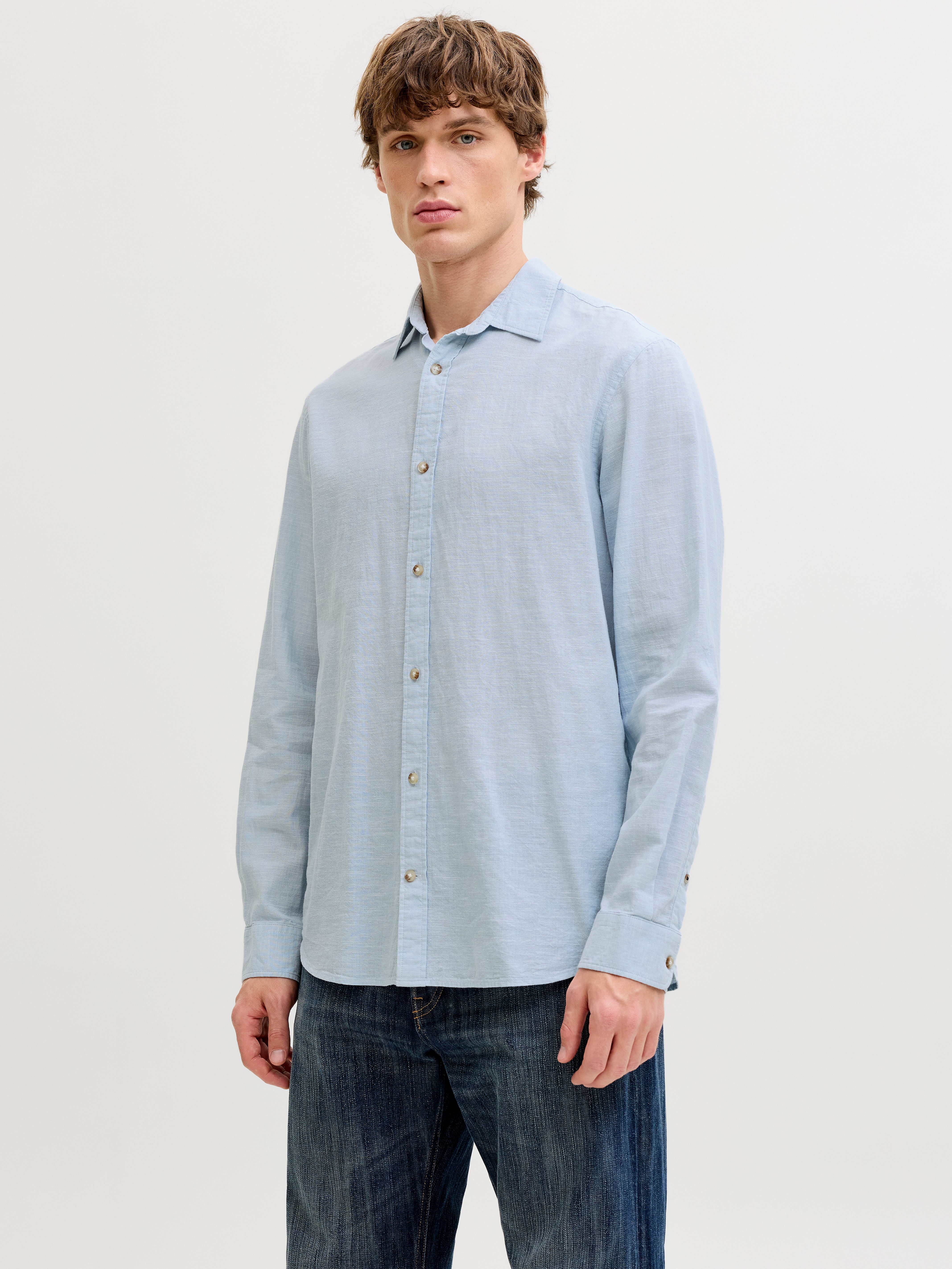 Langarmhemd JJESUMMER LINEN BLEND SHIRT L/S SN