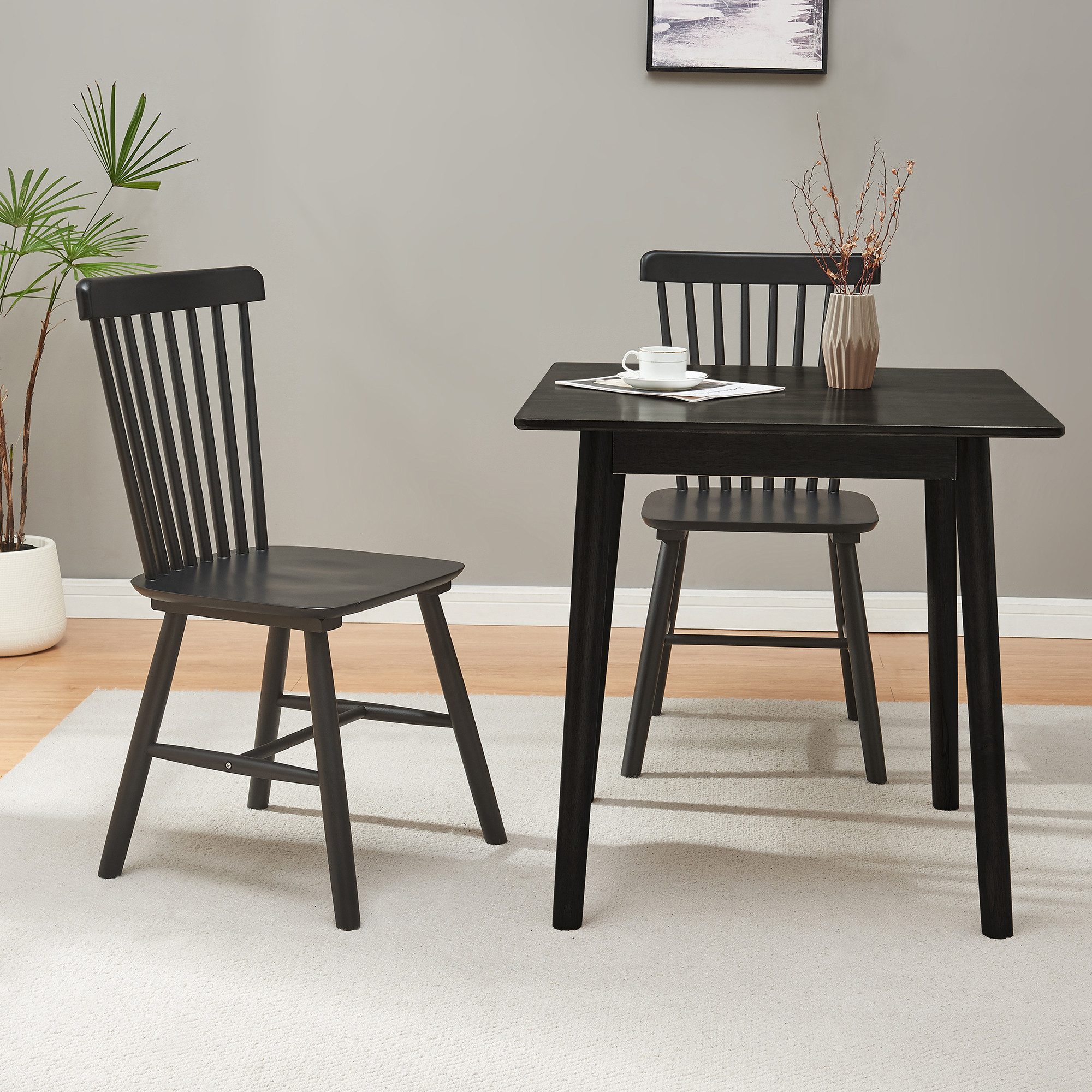 en.casa Esszimmerstuhl, »Karmoy« 89 x 46 x 52 cm Holz Schwarz günstig online kaufen