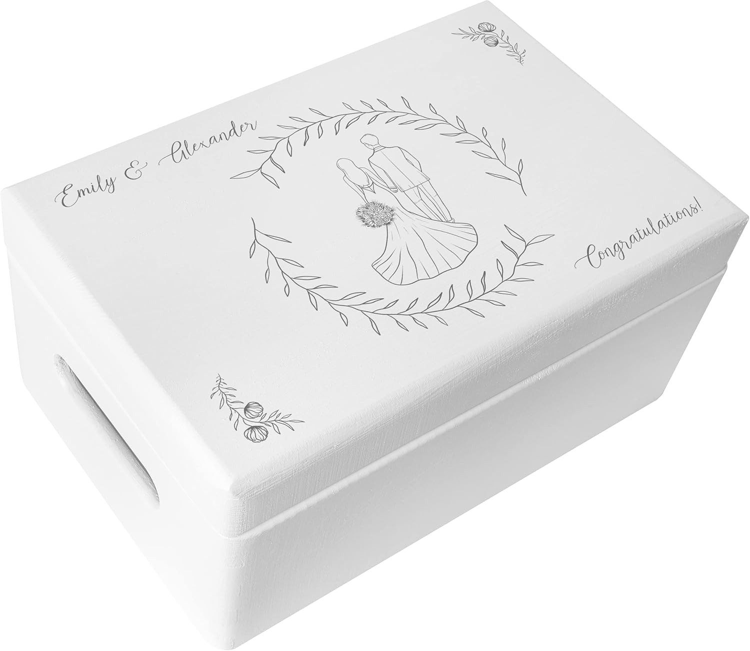 Creative Deco Holzkiste Hochzeitsgeschenke Brautpaar, Weiß, 30 x 20 x 14 cm