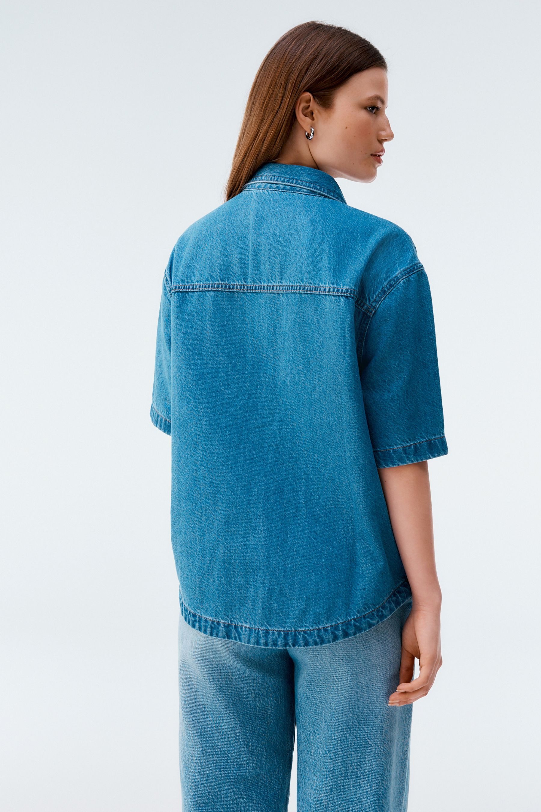 Next Jeanshemd Oversized Fit Kurzarm-Jeanshemd aus Baumwolle (1-tlg) günstig online kaufen