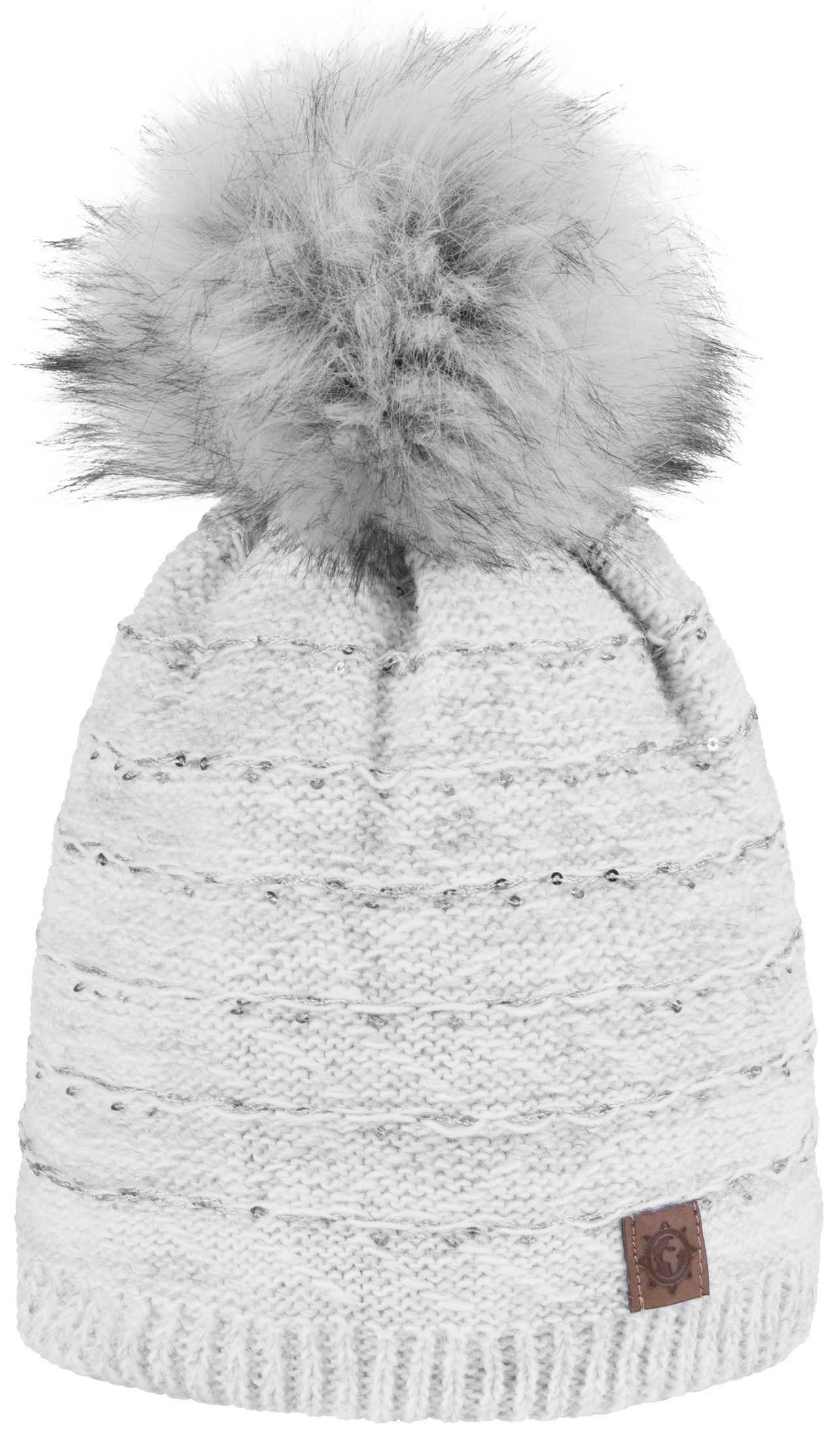 compagno Bommelmütze (1-St) Bommelmütze Wintermütze Damen Pailetten Fleecefutter Beanie