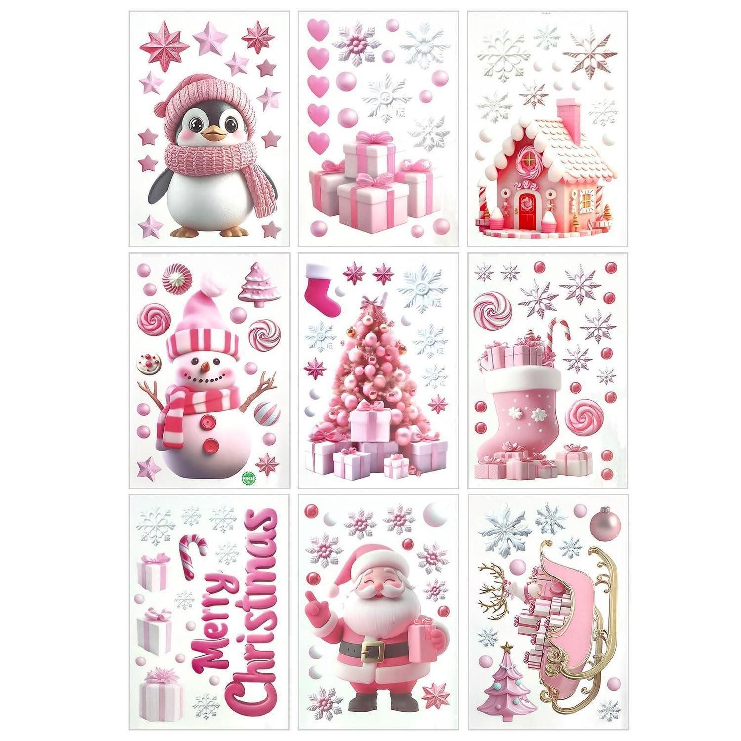LuxusKollektion Fensterbild Fensteraufkleber Weihnachten 9 Blatt Rosa