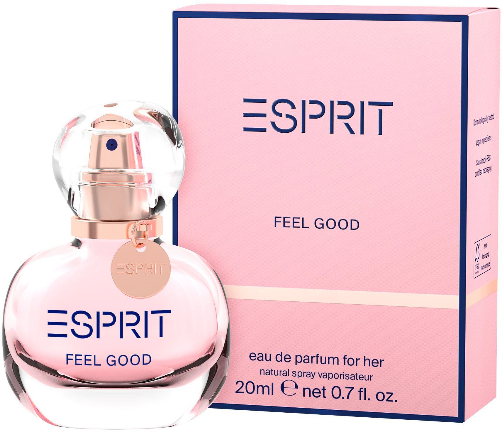 Esprit Eau de Parfum FEEL GOOD for her EdP 20 ml, Fruchtiger Duft mit Birne, Apfel, Jasmin, Veilchen und Moschus.