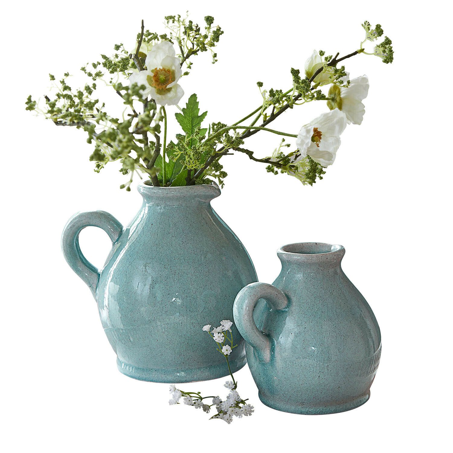 Mirabeau Tischvase Vase 2er Set Marbleton antikblau