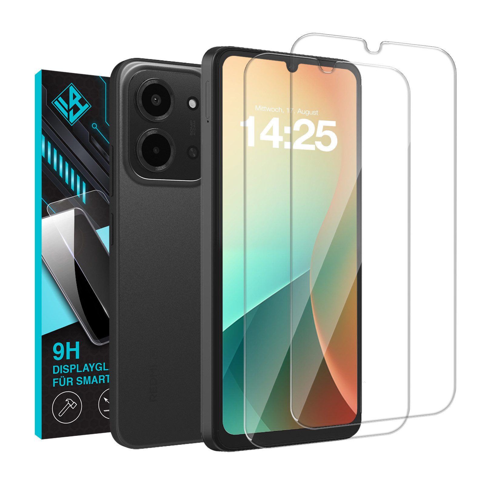 Tec-Expert Displayschutzglas 2X 9H Displayglas für Xiaomi Redmi 15C für Xiaomi Redmi 15C, Displayschutzfolie, 2 Stück, Displayschutz, Schutzglas, Bildschirmschutz, kratz- & stoßfest
