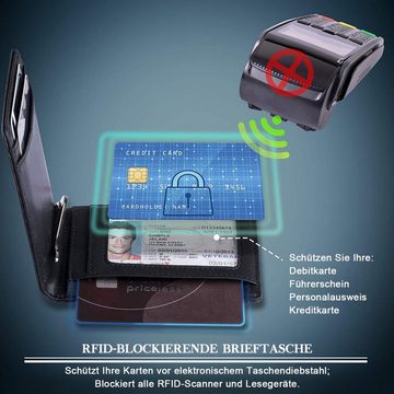 HYIEAR Geldbörse Portmonee Damen und Herren, Slim Wallet with ID Window, RFID Blocker, Kompaktes Retro-Portemonnaie aus Echtleder mit vielen Kartenfächern.