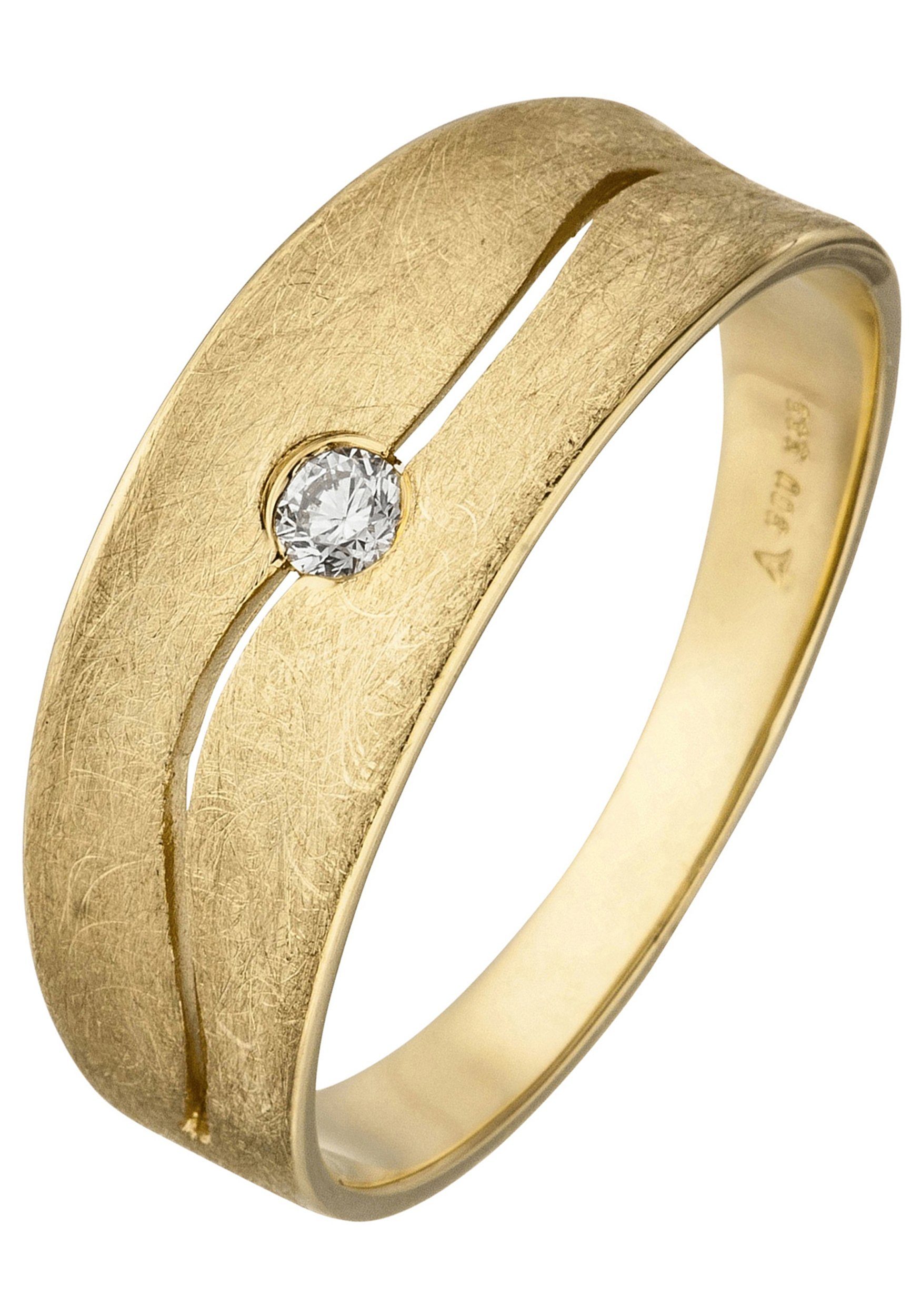 JOBO Fingerring, 585 Gold eismatt mit Diamant 0,06