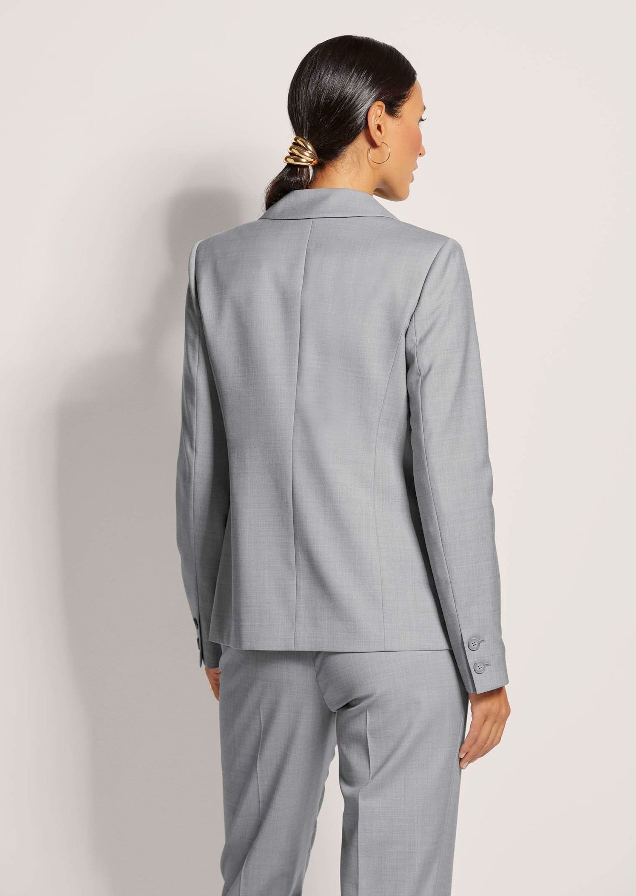 MADELEINE Kurzblazer Einreihiger Woll-Blazer, tailliert Nadelstreifen-Design, Reverskragen, Knopfverschluss, Seitenschlitze – Bild 2 von 5