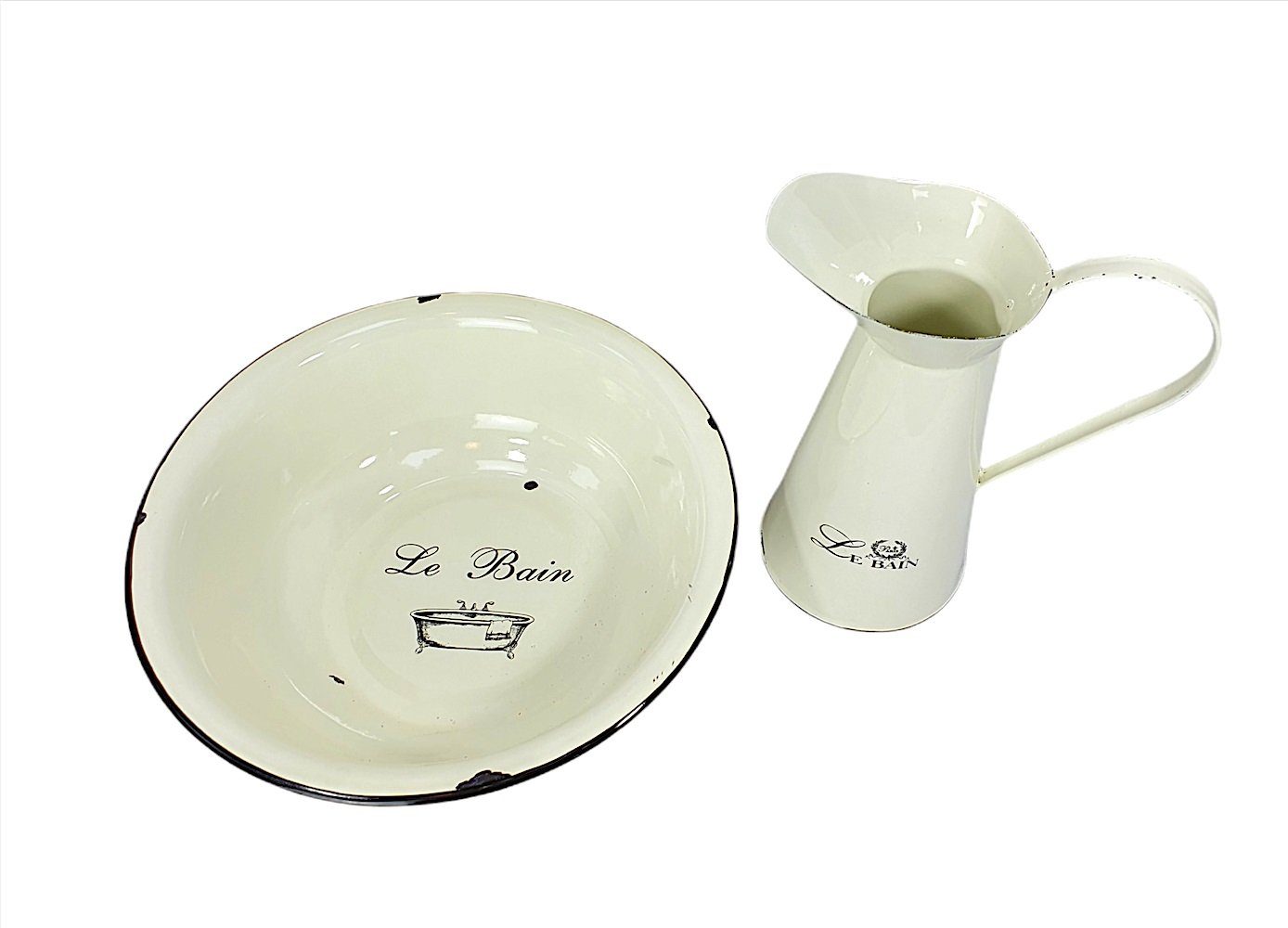 Linoows Badaccessoire-Set Waschtisch Set, Emaille Waschset, günstig online kaufen